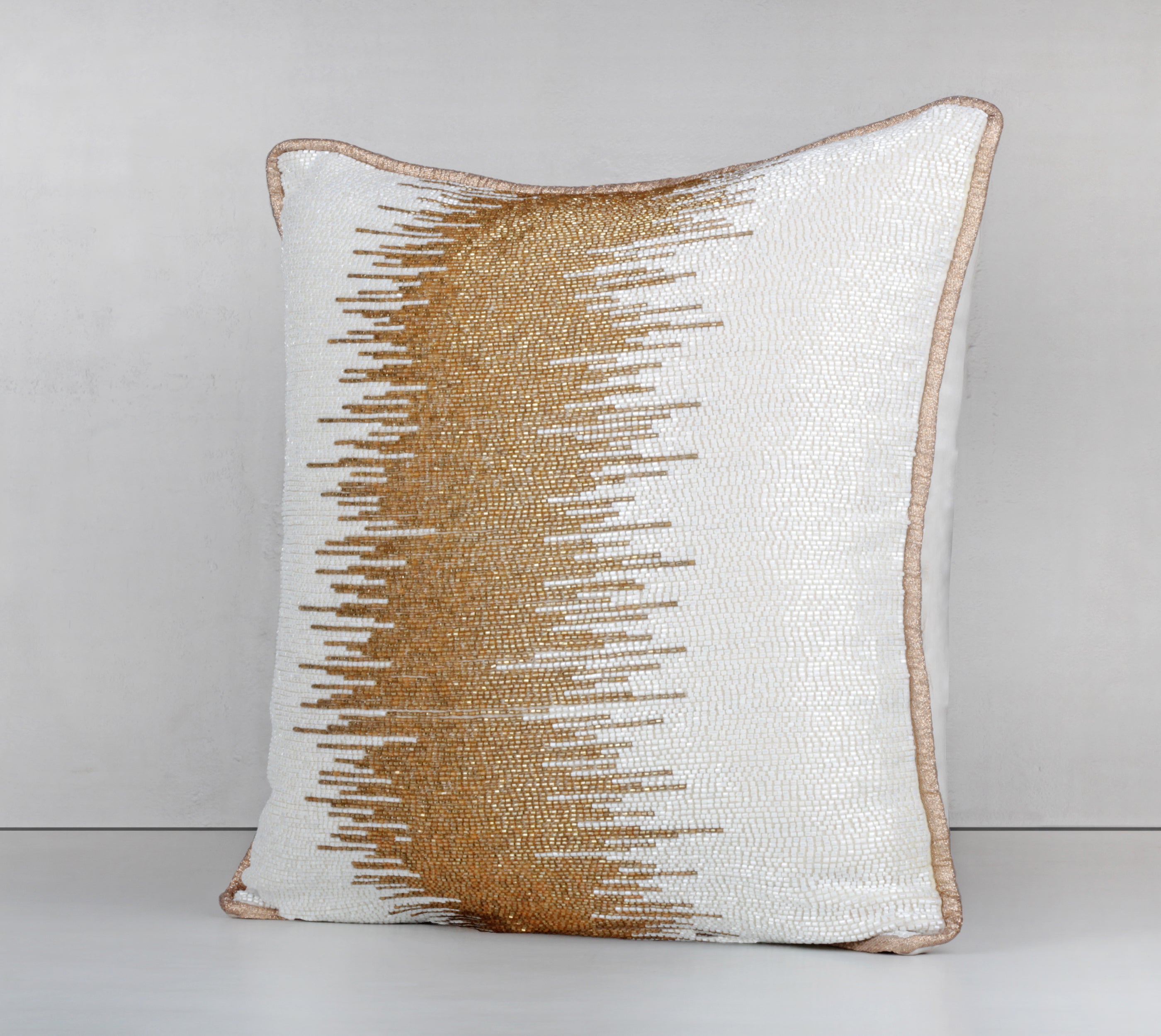 CROESUS White Gold Beaded Cushion Cover