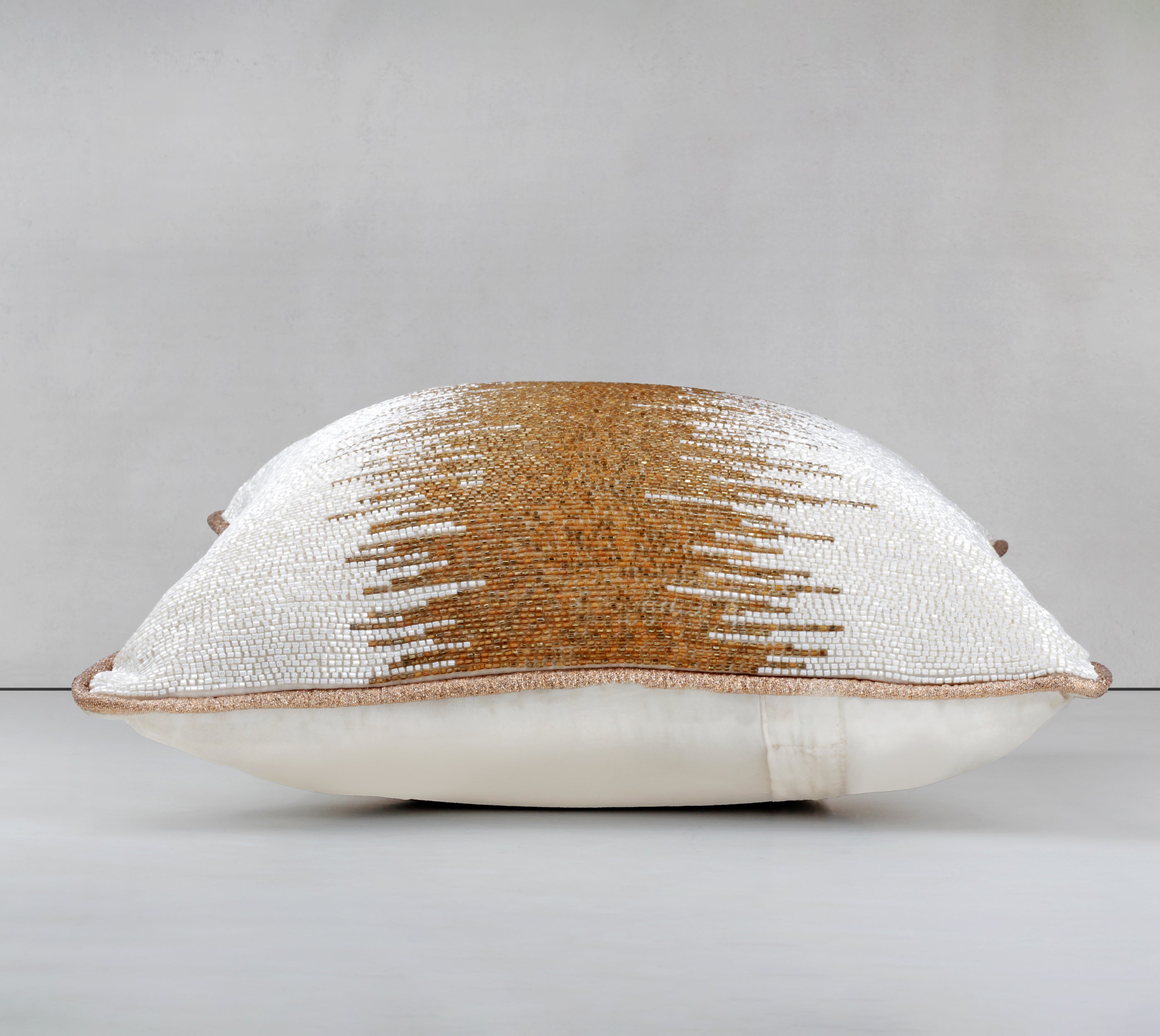 CROESUS White Gold Beaded Cushion Cover