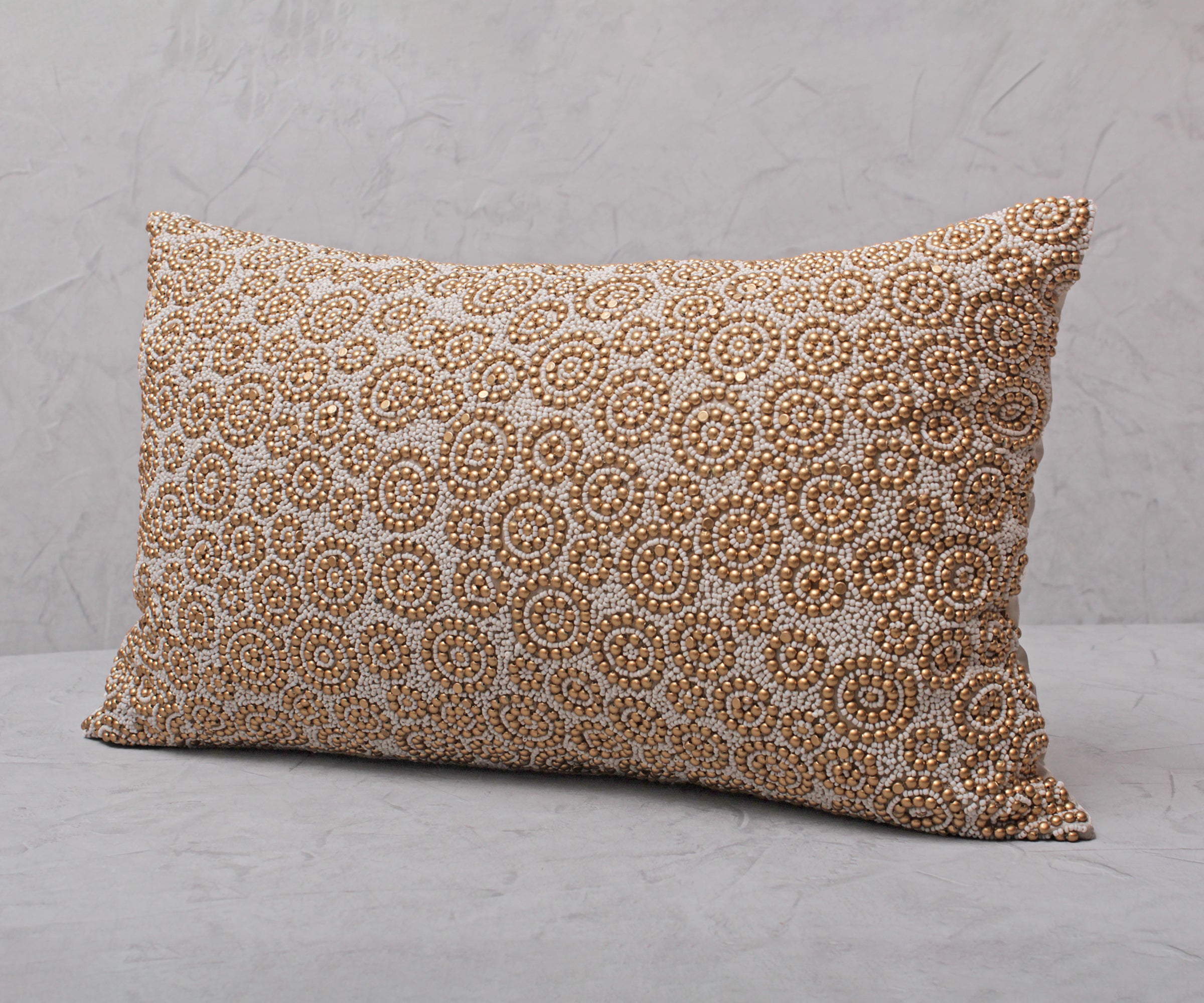 ENAMOR Gold Beaded Cushion Cover