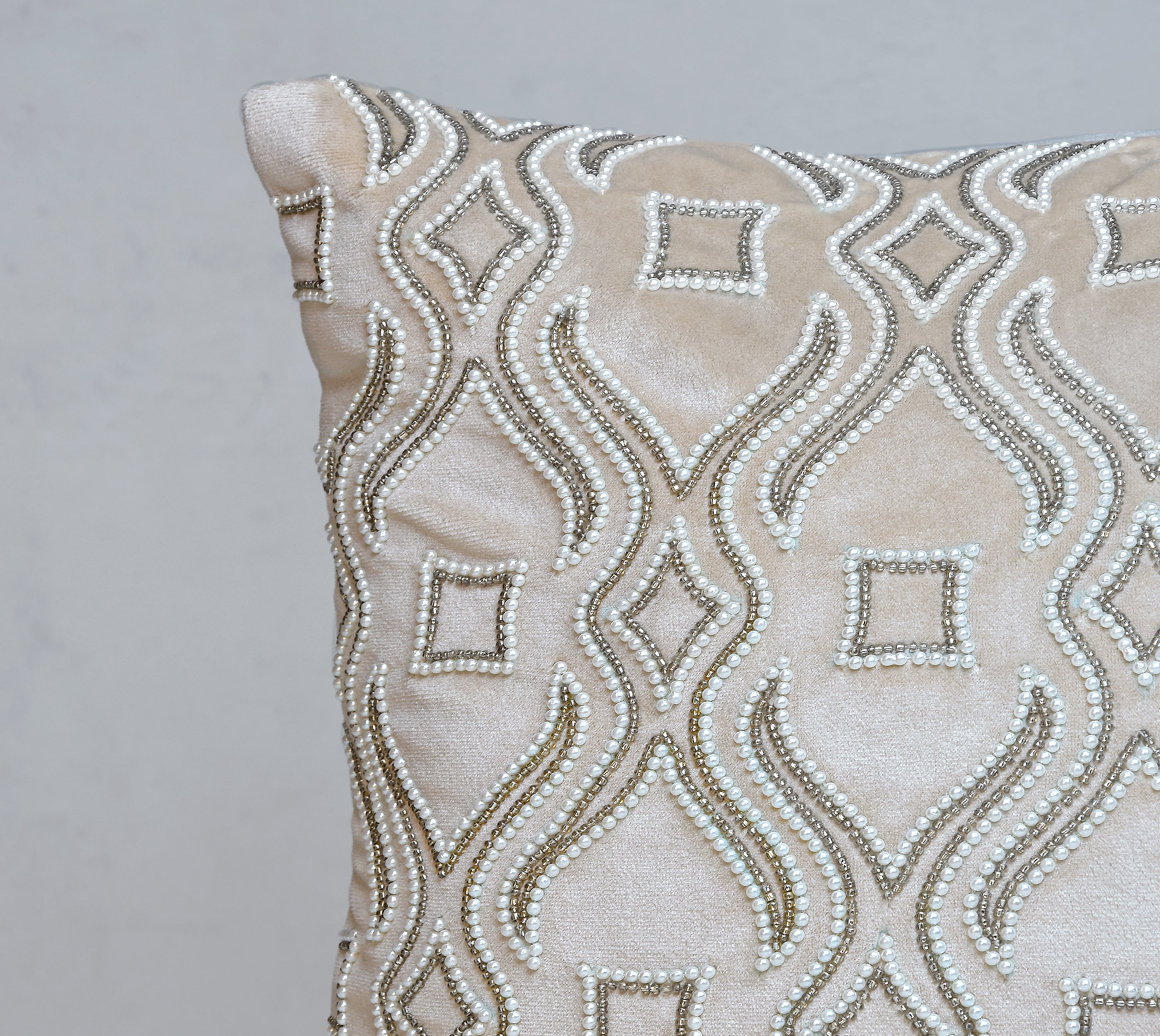 IRIS Ecru Velvet Cushion Cover