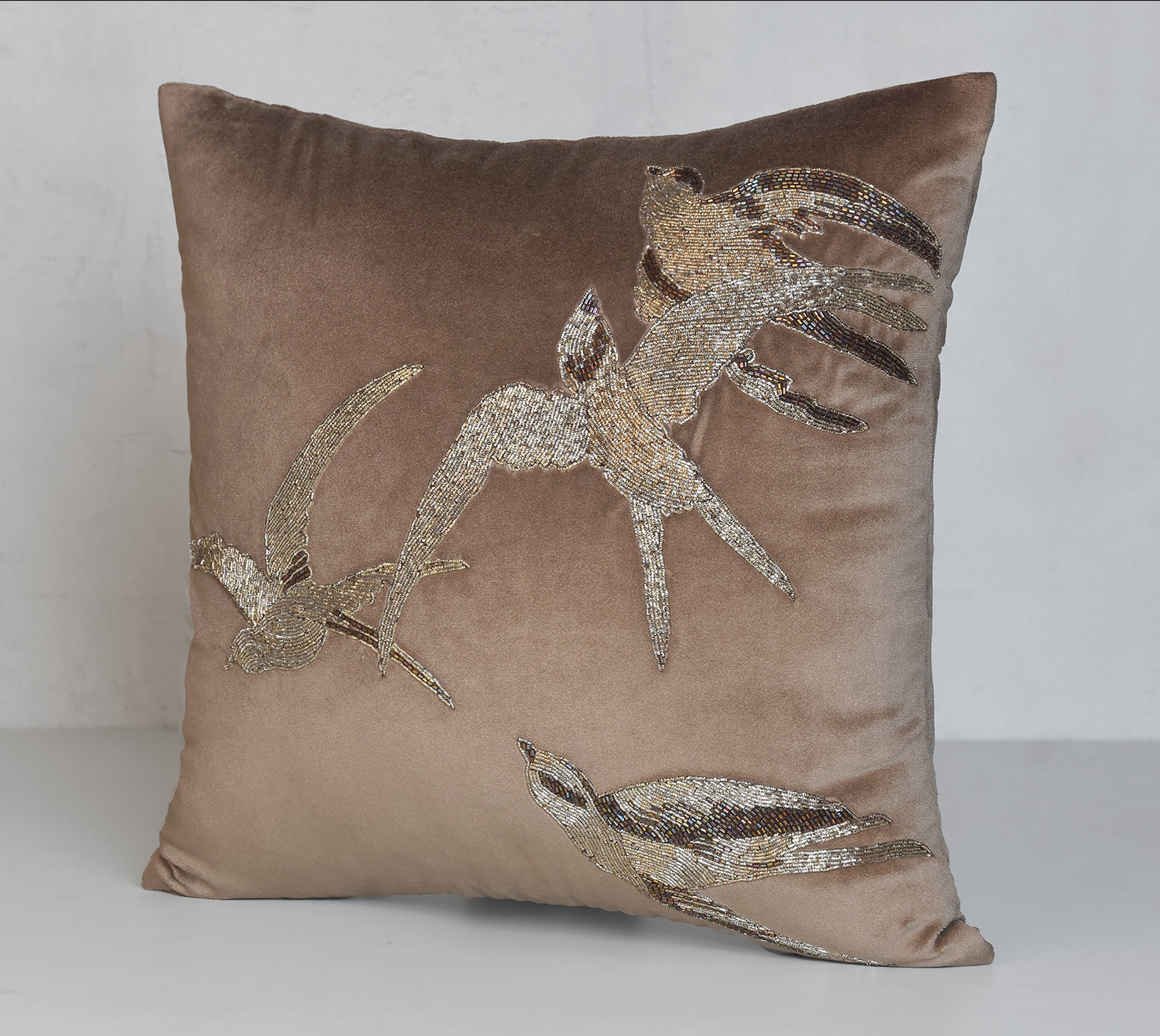 AURORA Taupe Velvet Cushion Cover