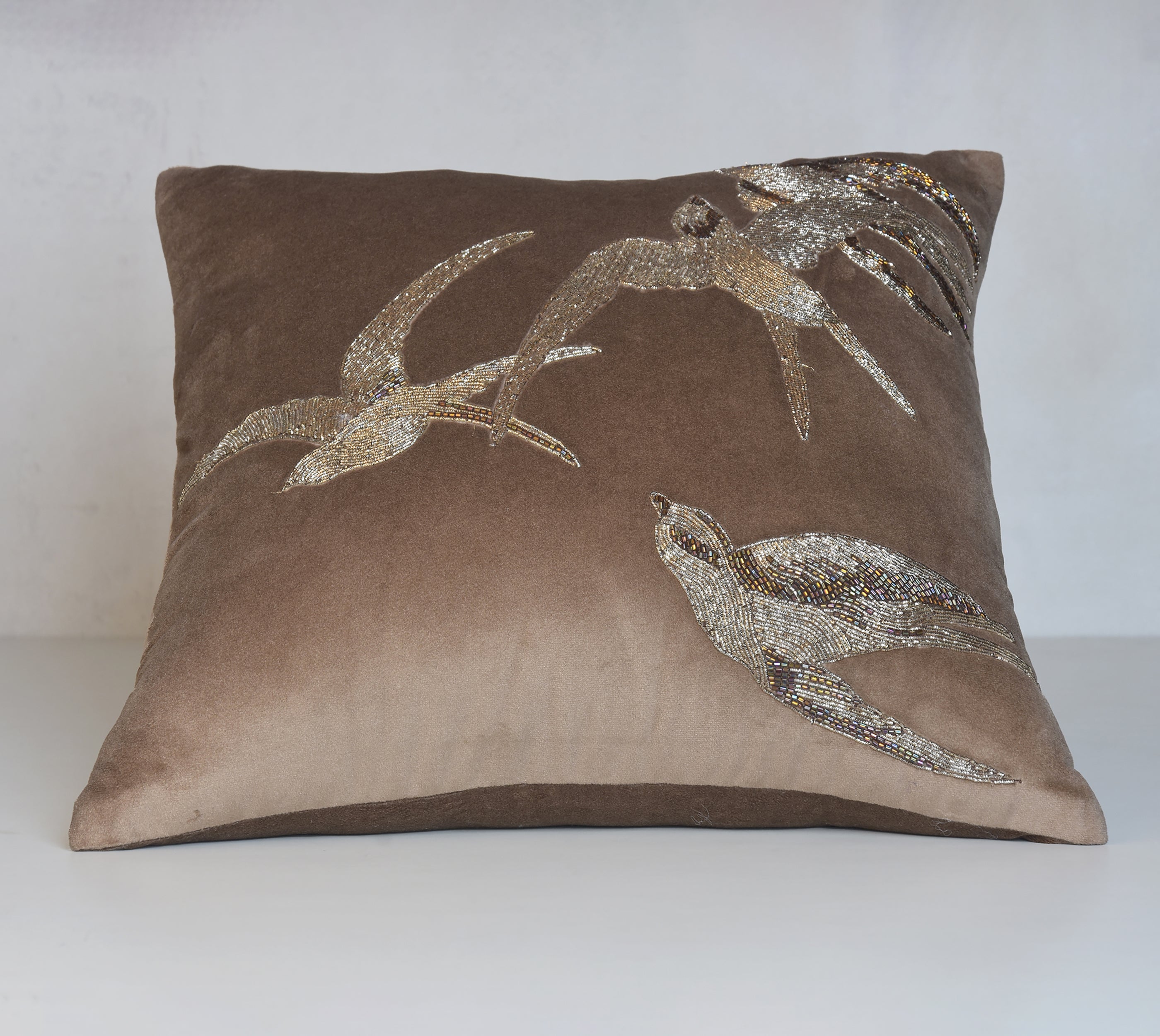 AURORA Taupe Velvet Cushion Cover