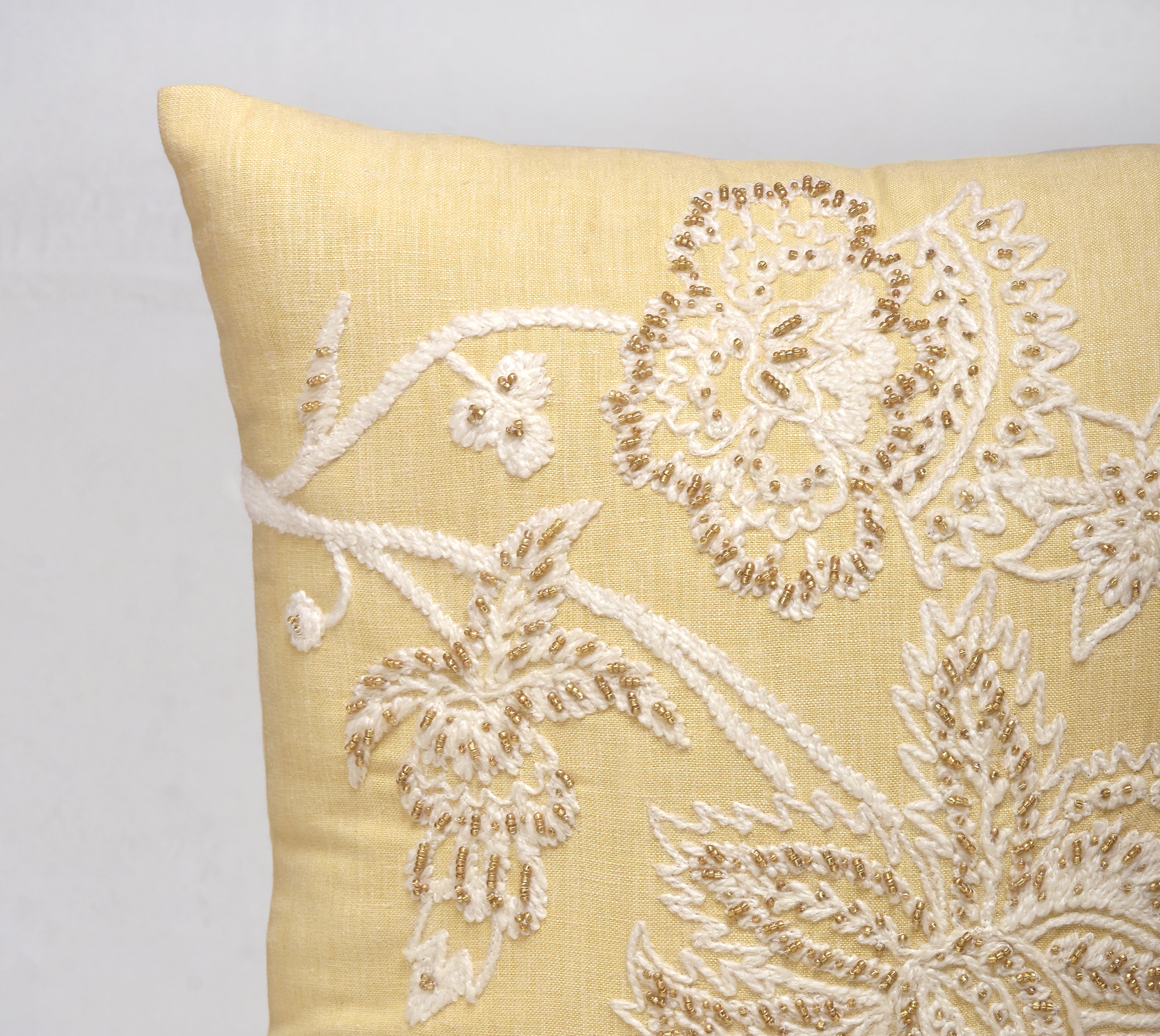 ISABELLA Yellow Linen Cushion Cover
