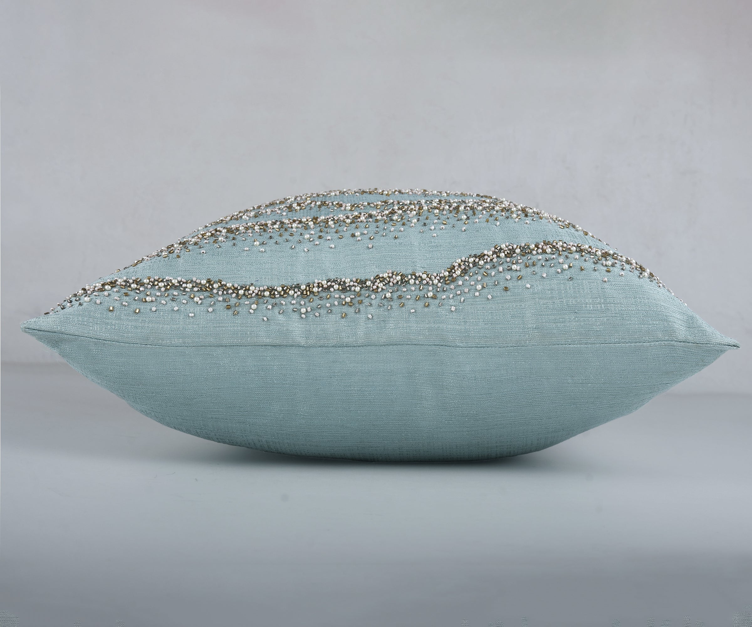 DELLA Light Blue Beaded Cushion Cover