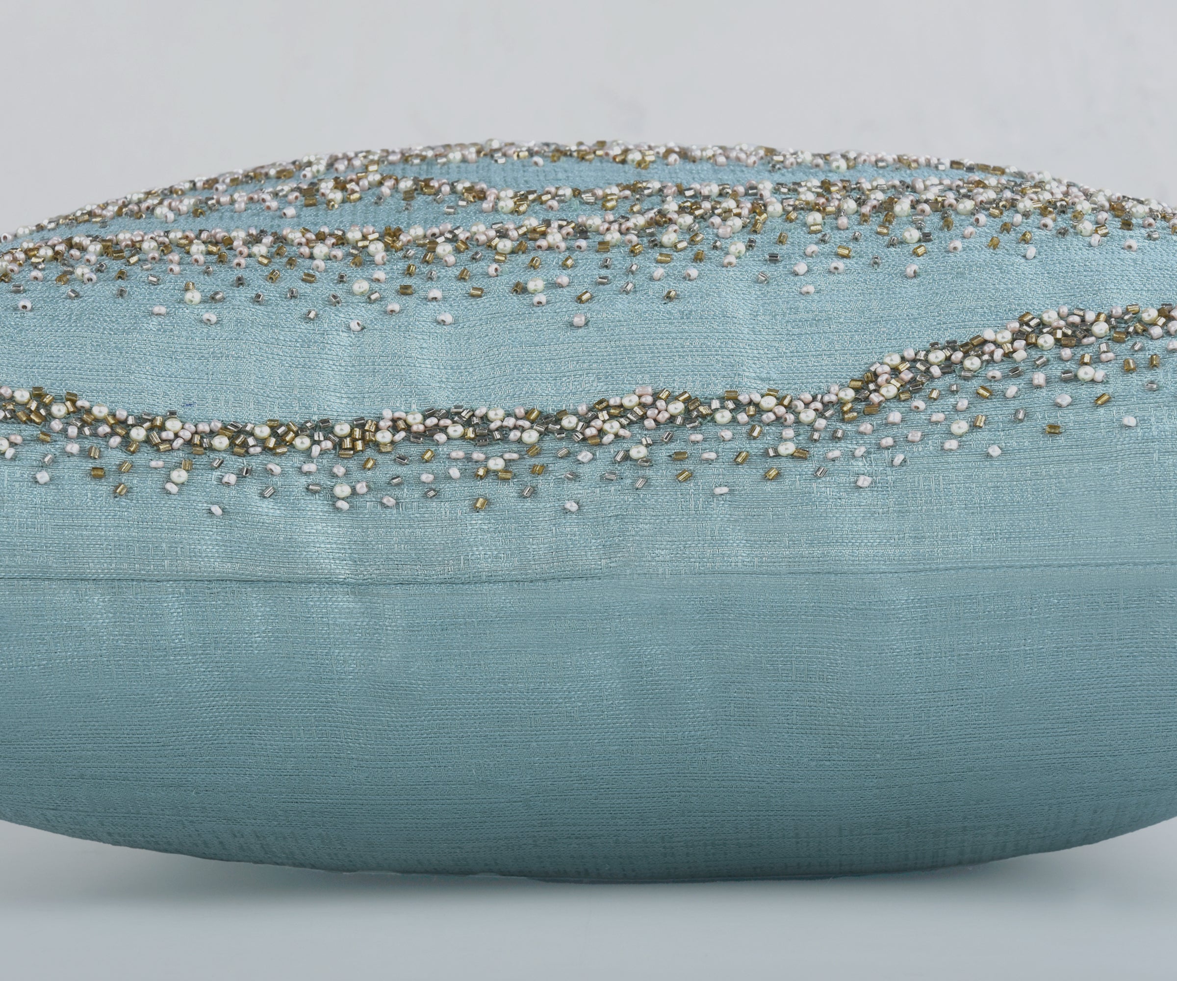 DELLA Light Blue Beaded Cushion Cover