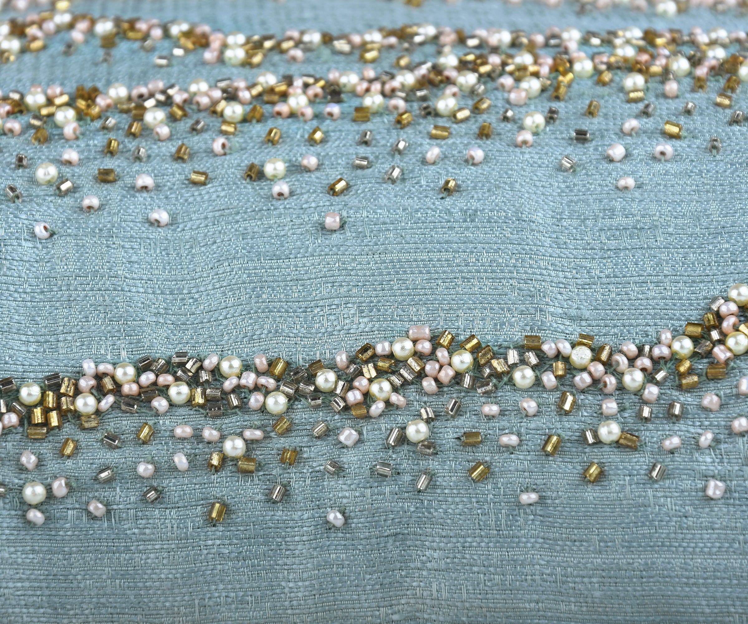 DELLA Light Blue Beaded Cushion Cover