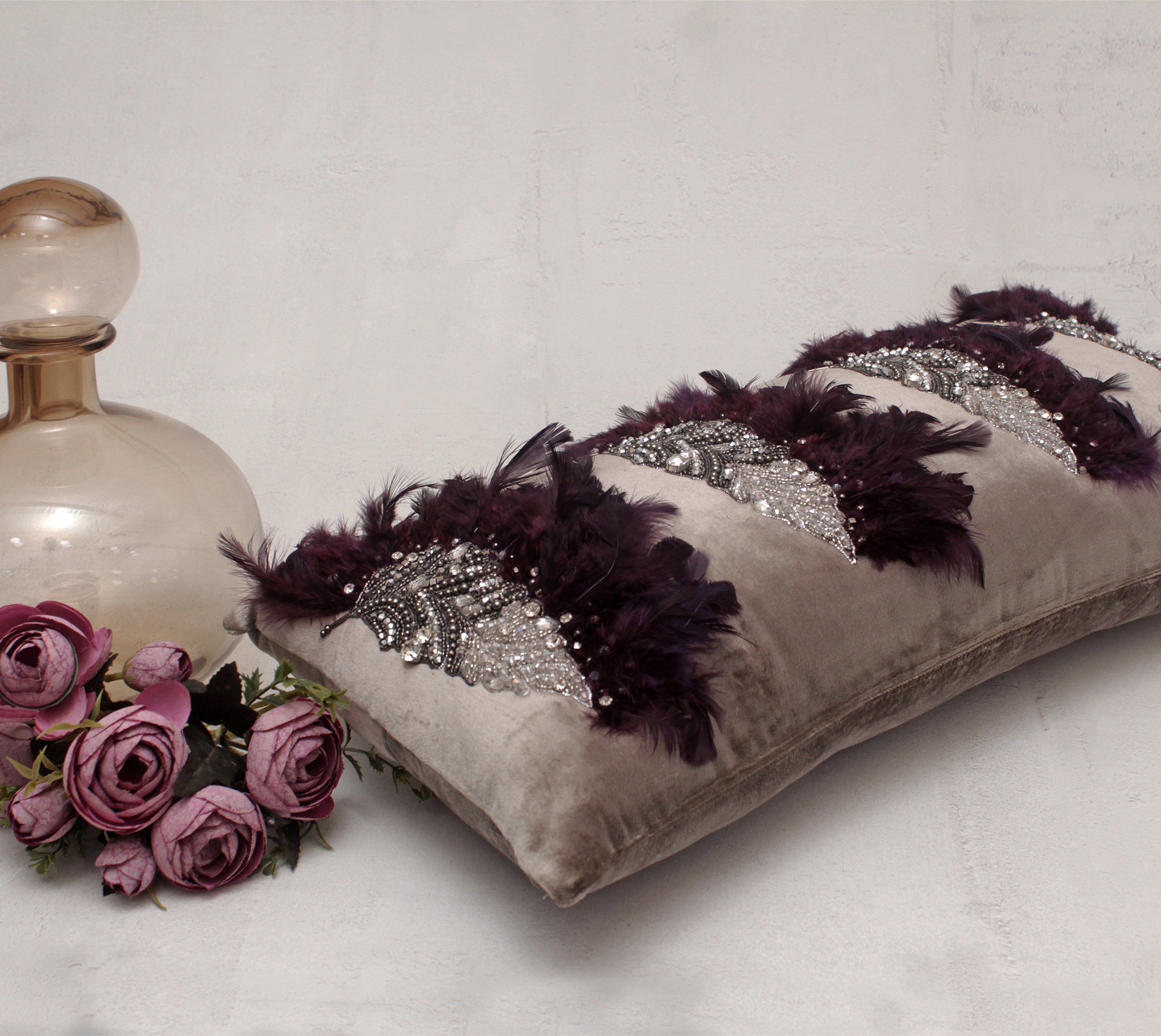XENIA Taupe Velvet Cushion Cover