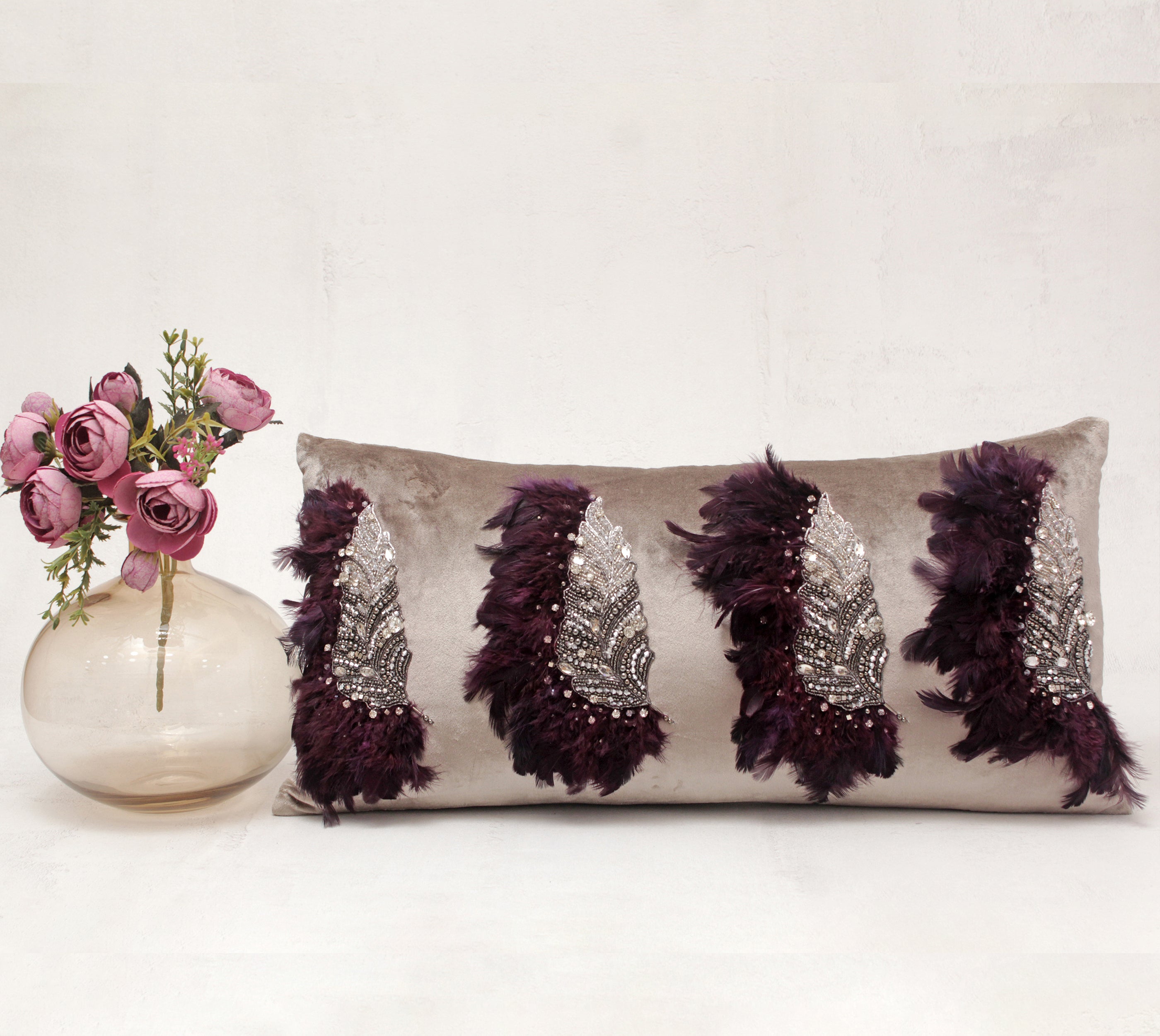XENIA Taupe Velvet Cushion Cover