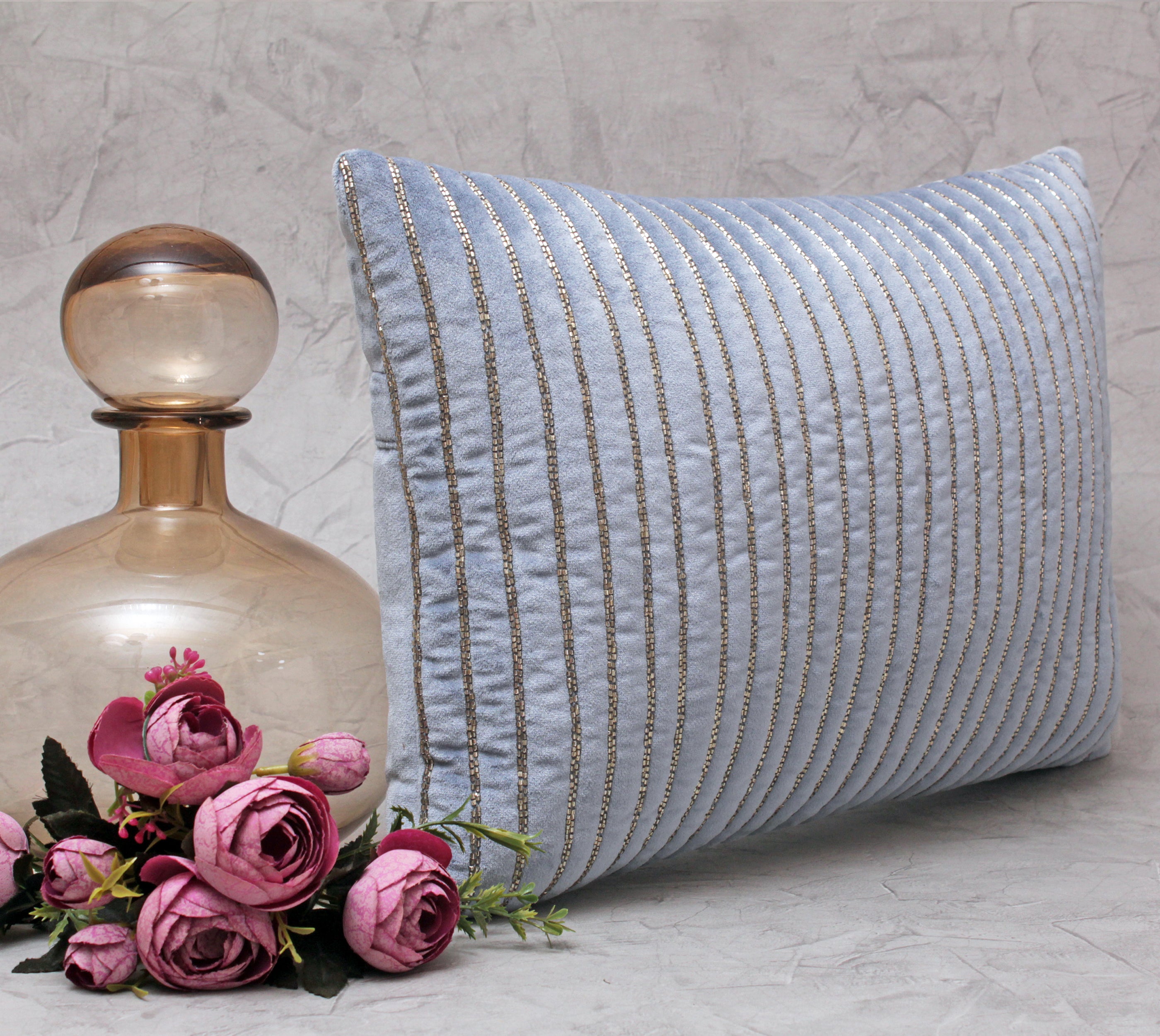 SAMARA Light Blue Velvet Cushion Cover