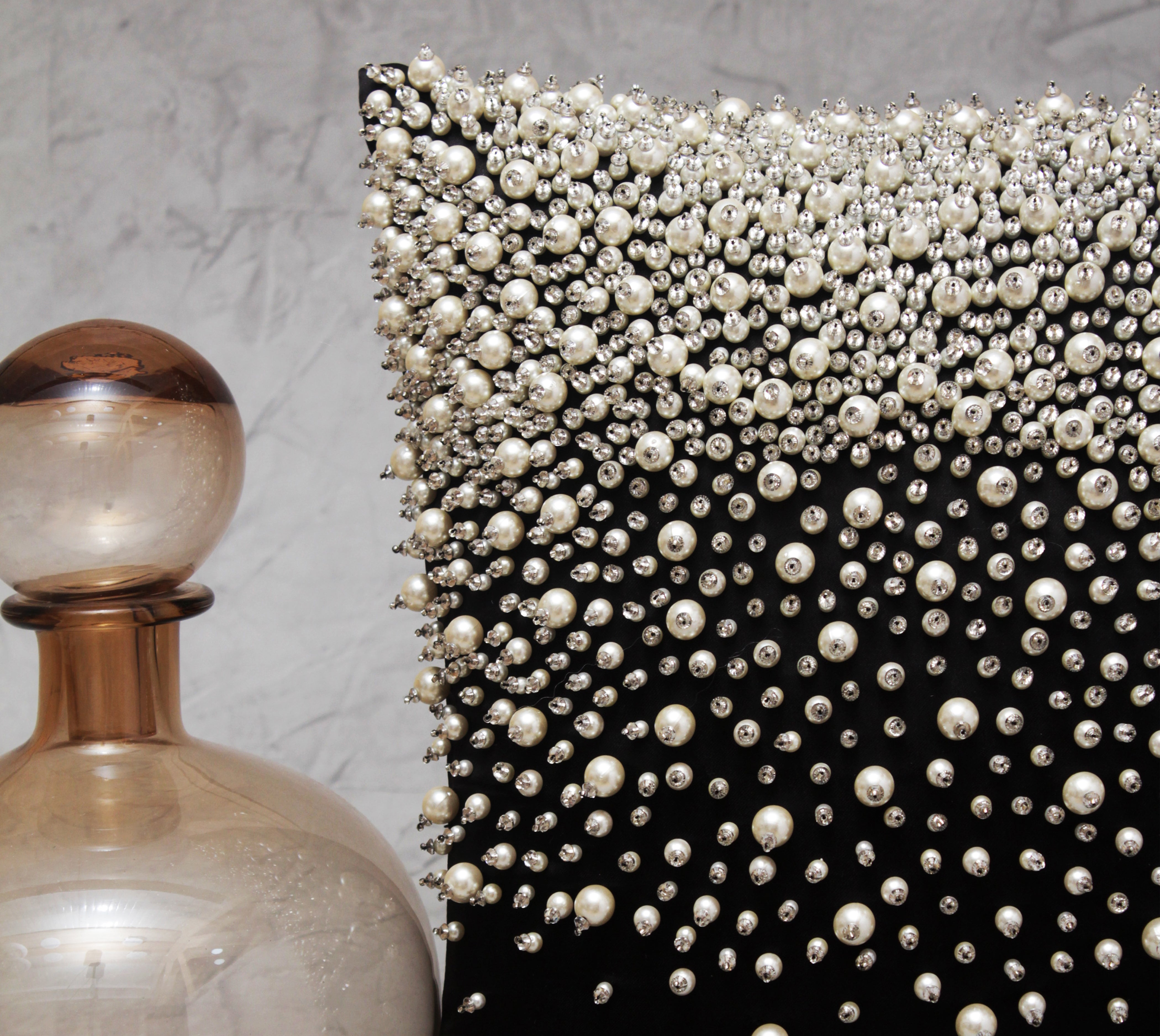 Black satin cushion cover