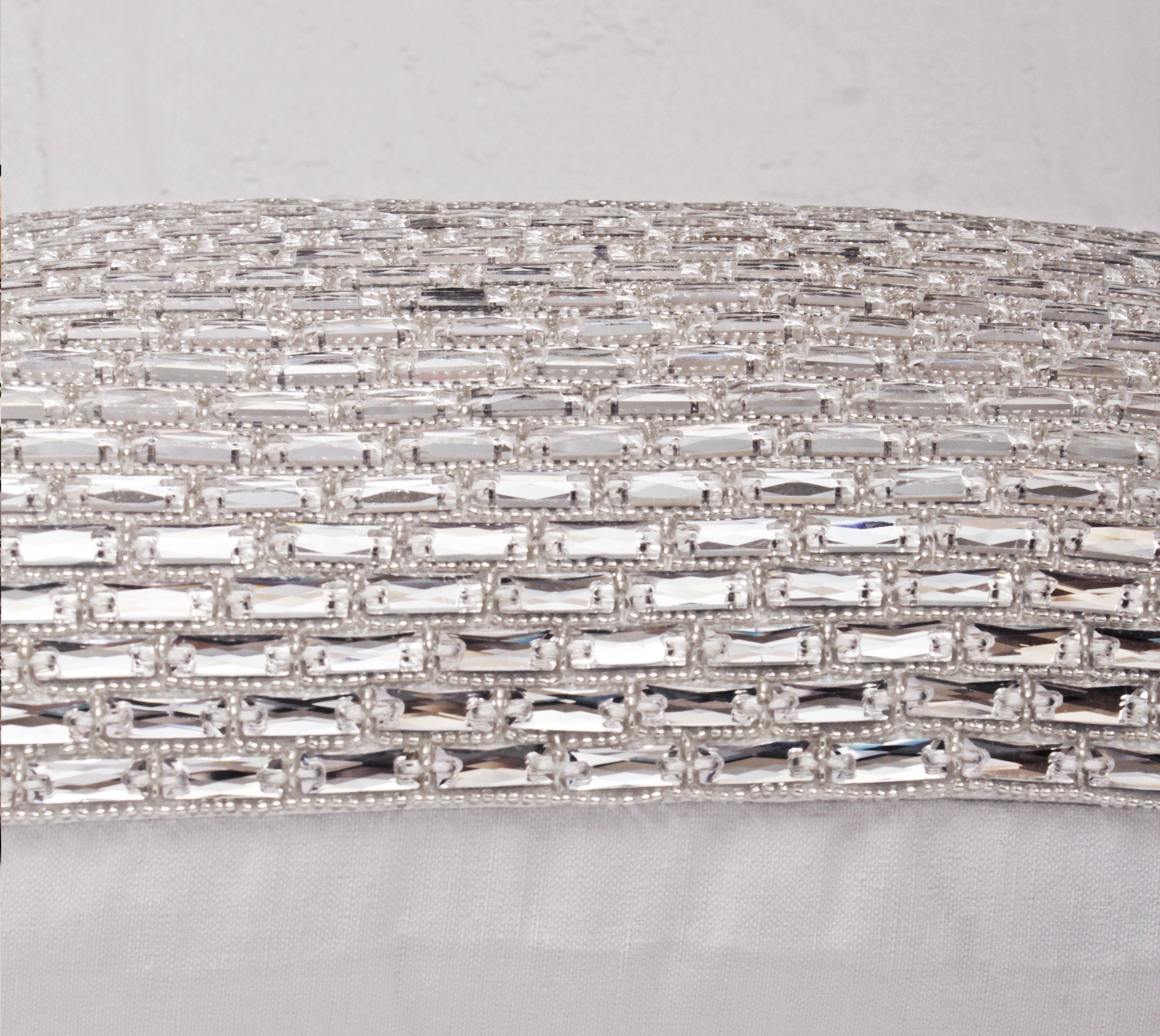 White and Silver Rhinestone Cushion Cover