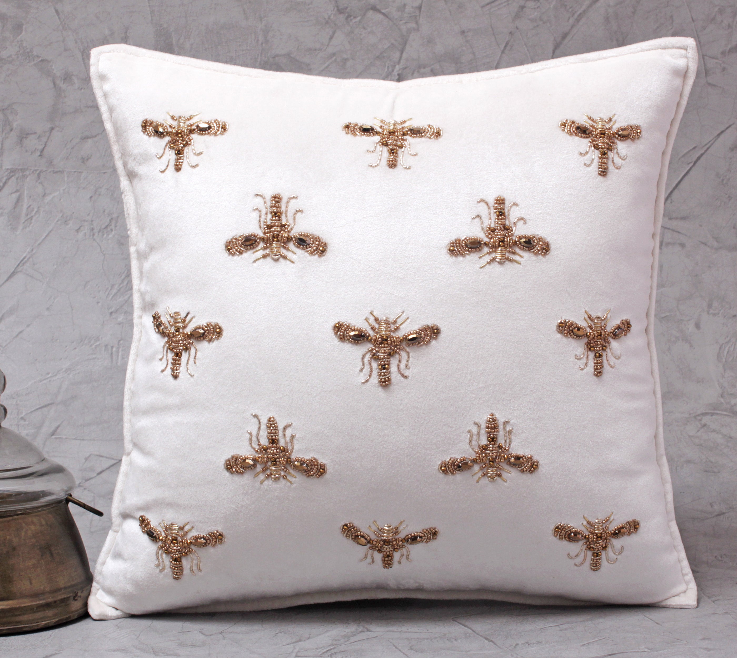 GRACE Off white Velvet Cushion Cover