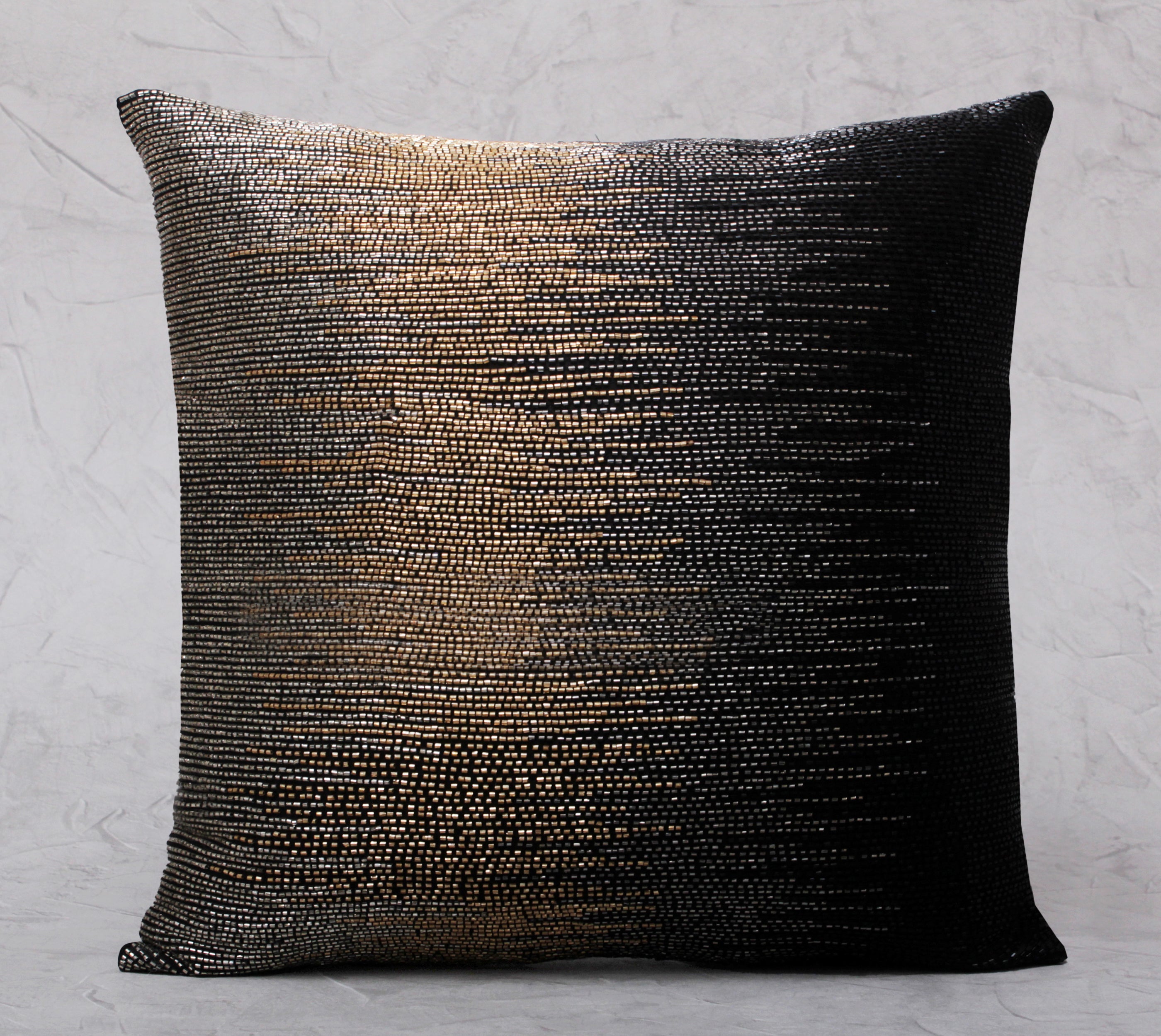 SPRUCE Black Grey Gold Beaded Cushion Cover