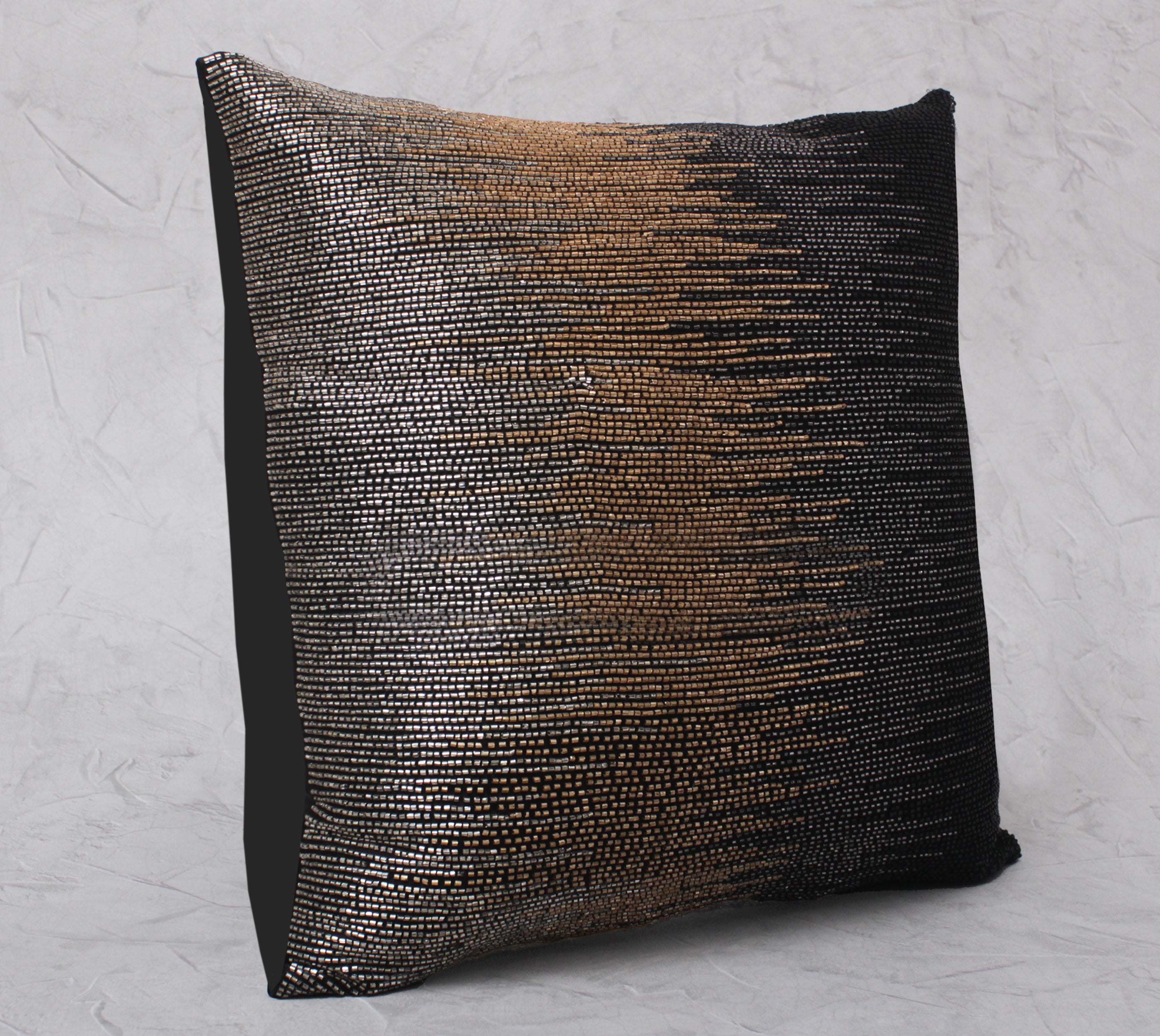 SPRUCE Black Grey Gold Beaded Cushion Cover