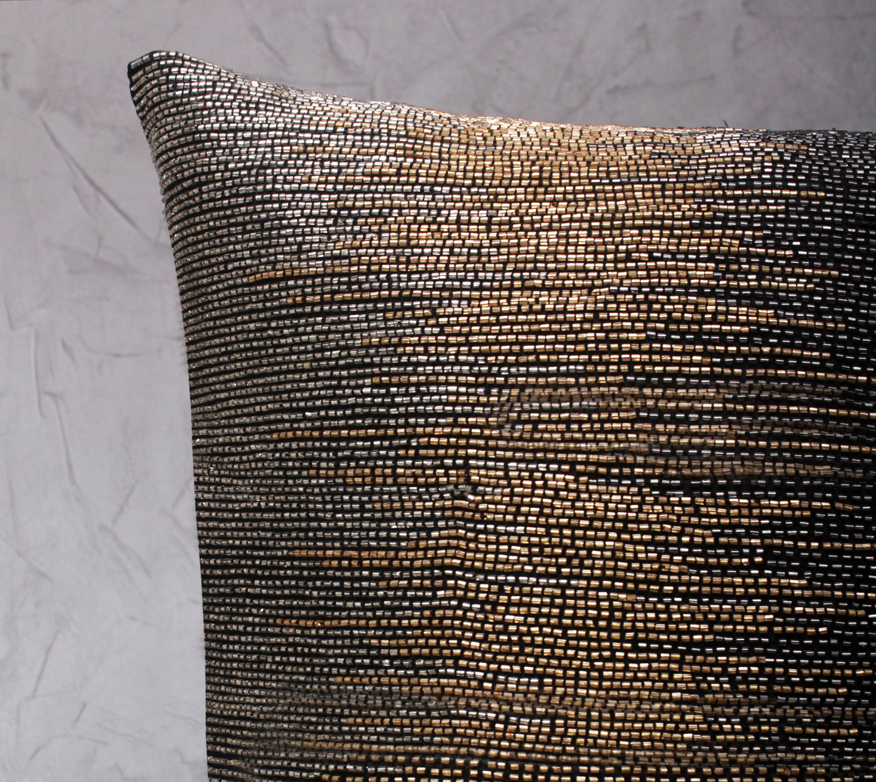 SPRUCE Black Grey Gold Beaded Cushion Cover