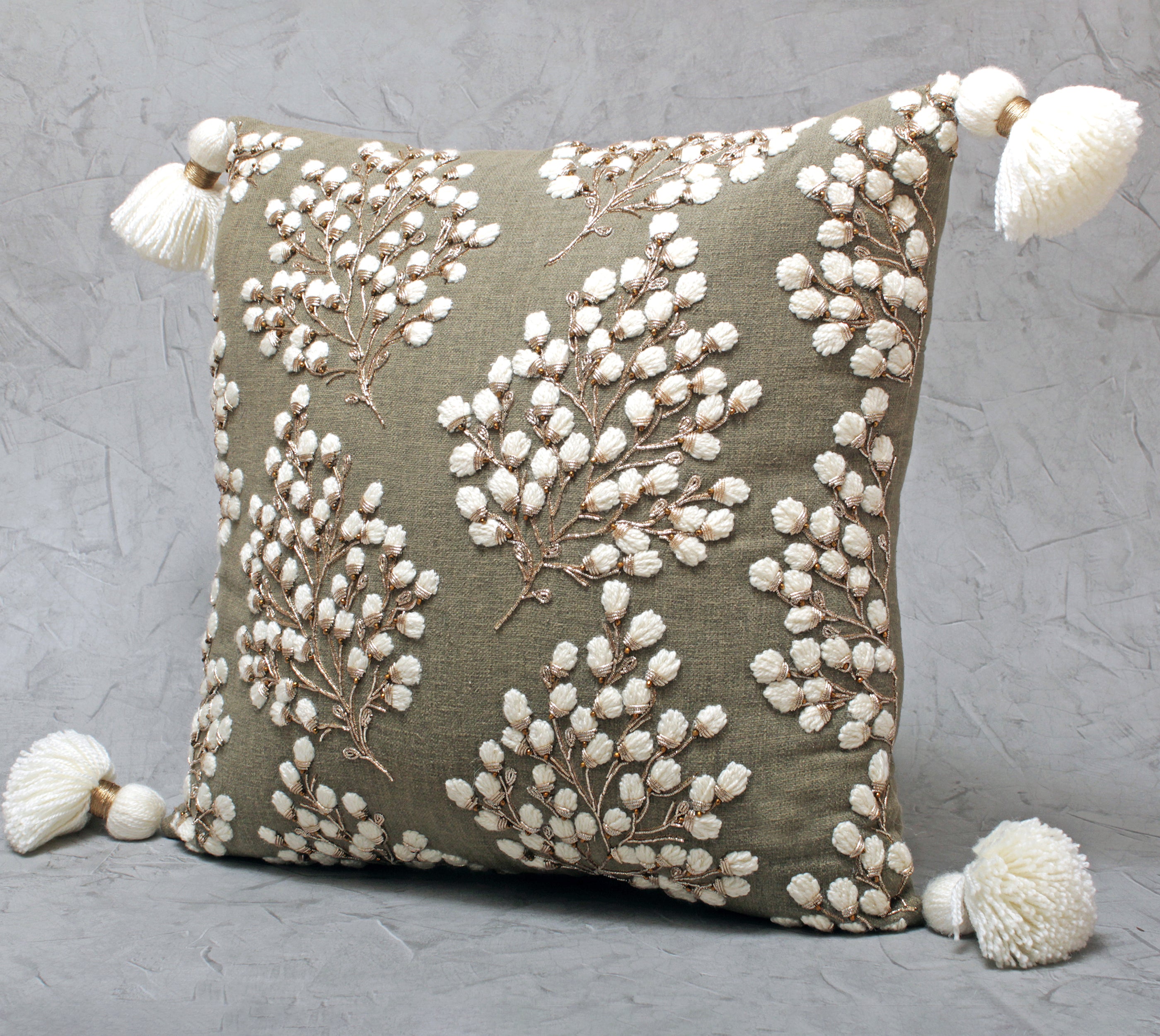 ISABELLA Sap Green Cooton Cushion Cover