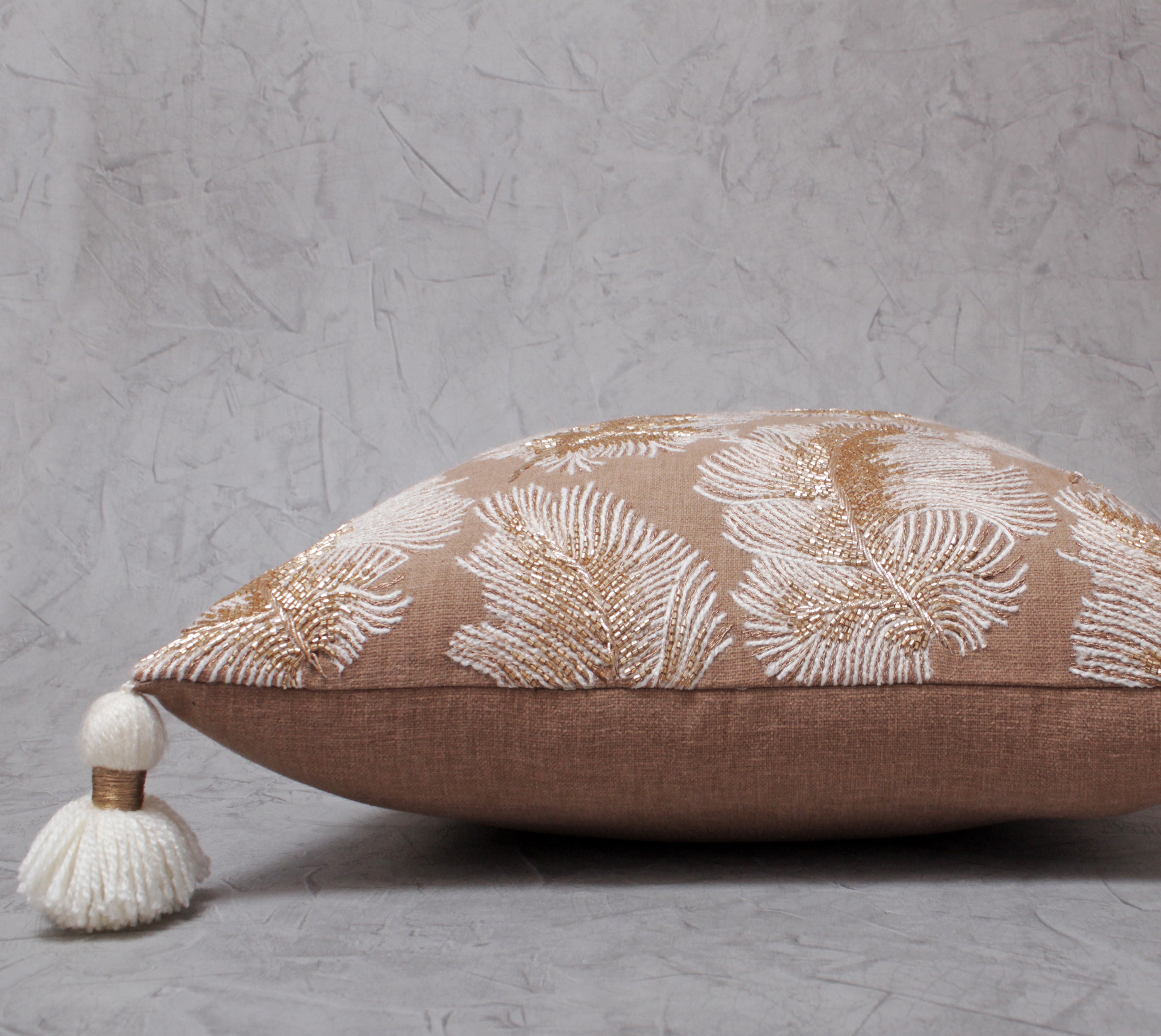 ISABELLA Light Brown Cotton Cushion Cover