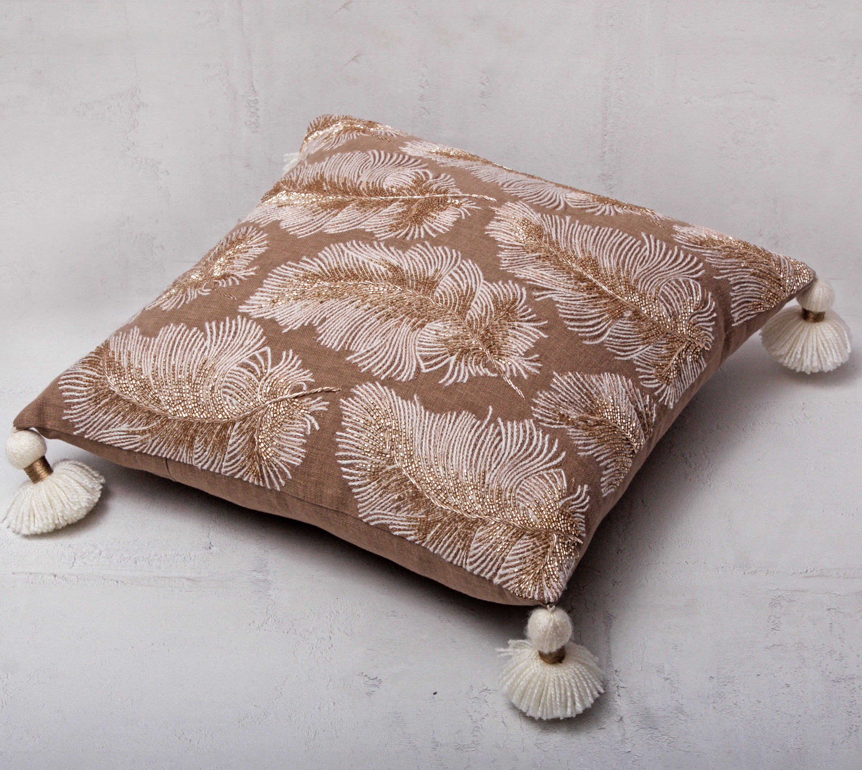 ISABELLA Light Brown Cotton Cushion Cover