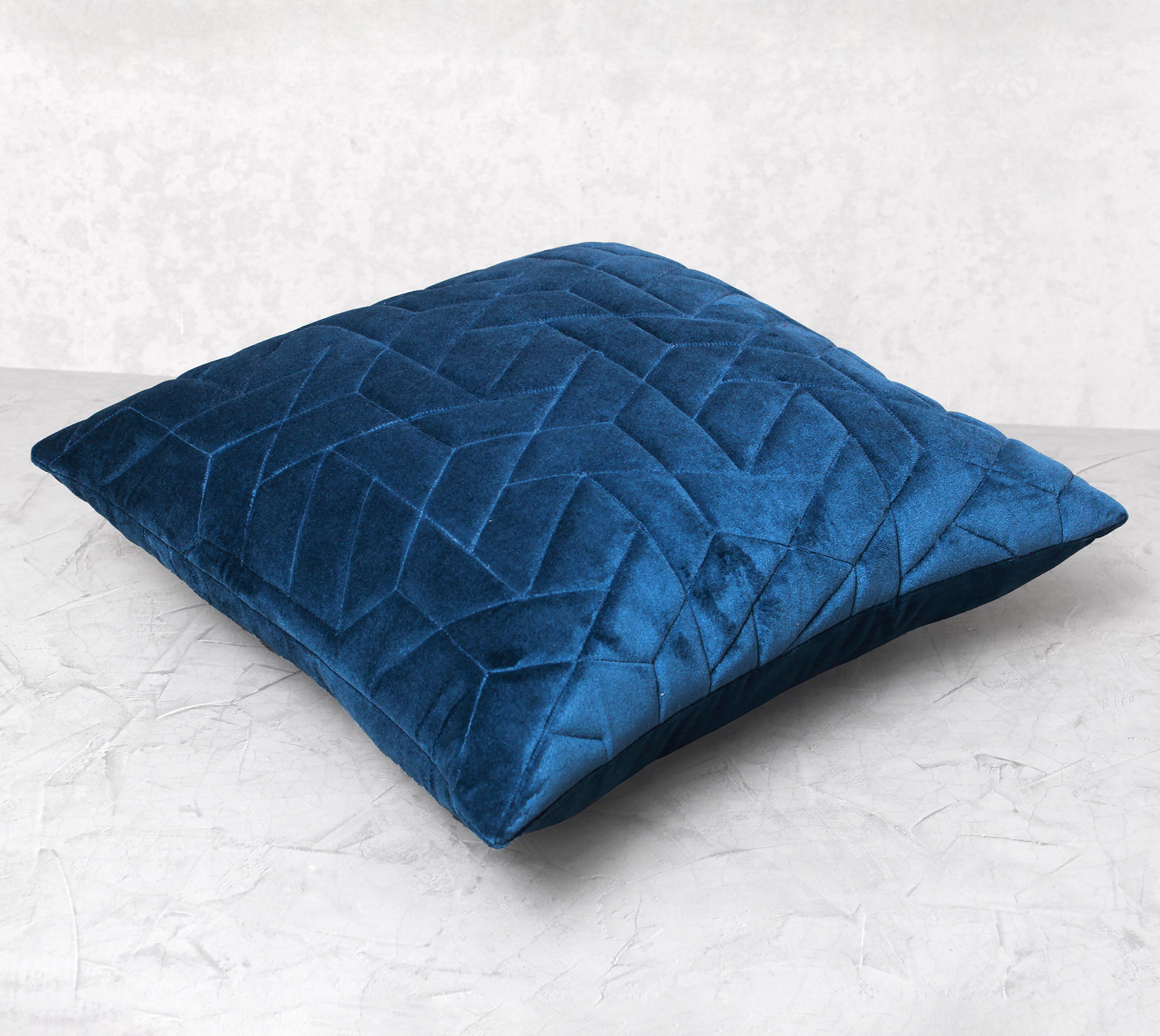JASPER Blue Quilted Velvet Cushion Cover