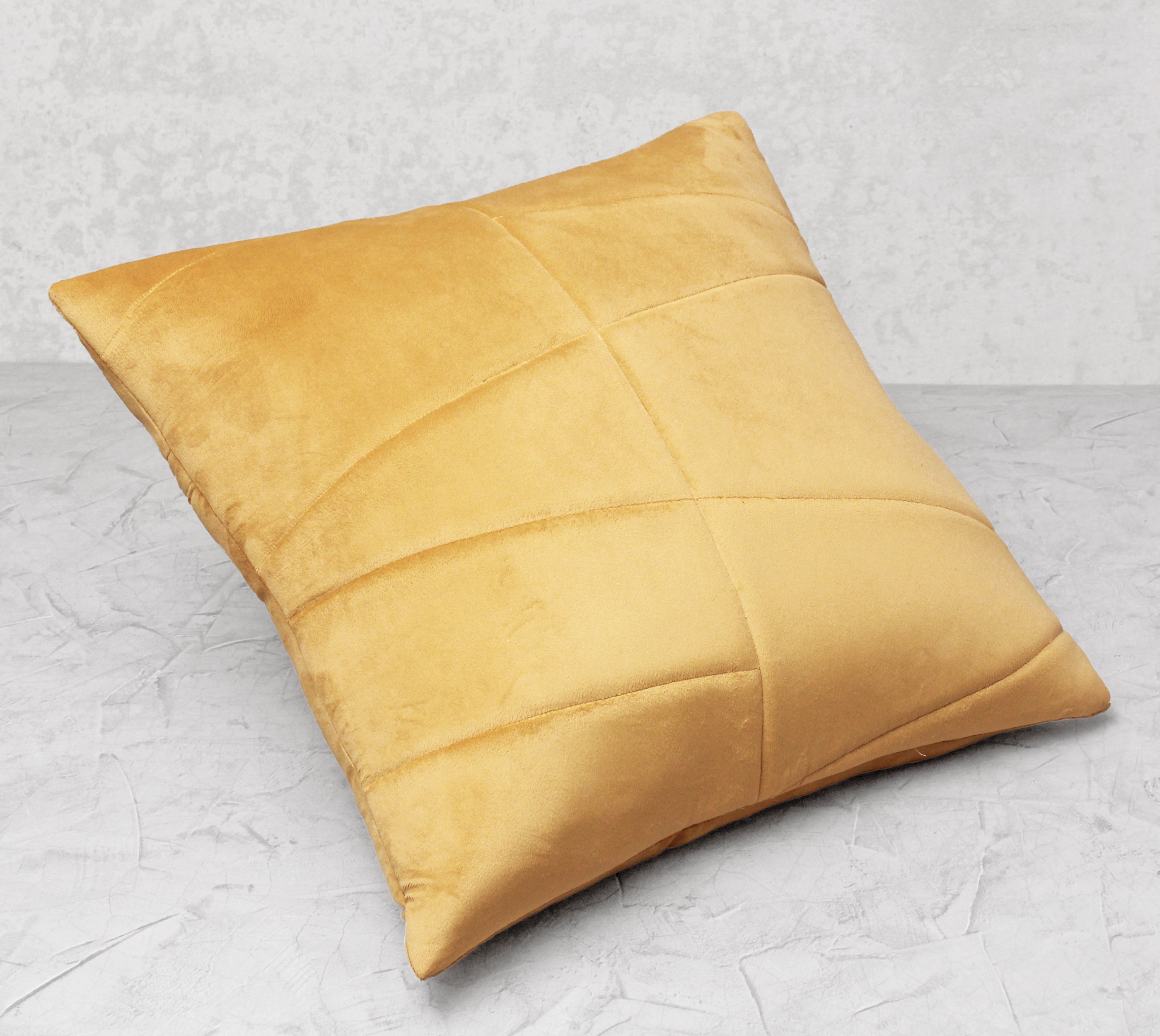 JASPER Yellow Quilted Velvet Cushion Cover