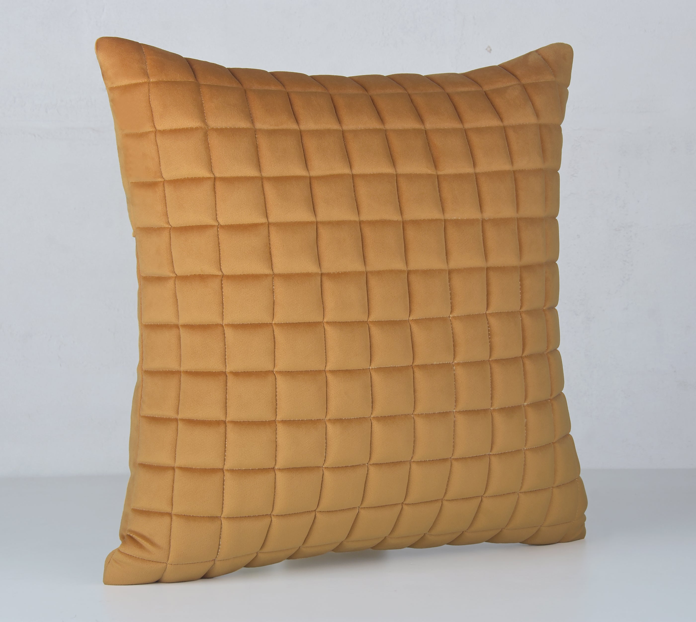 MATRIX Yellow Quilted Velvet Cushion Cover