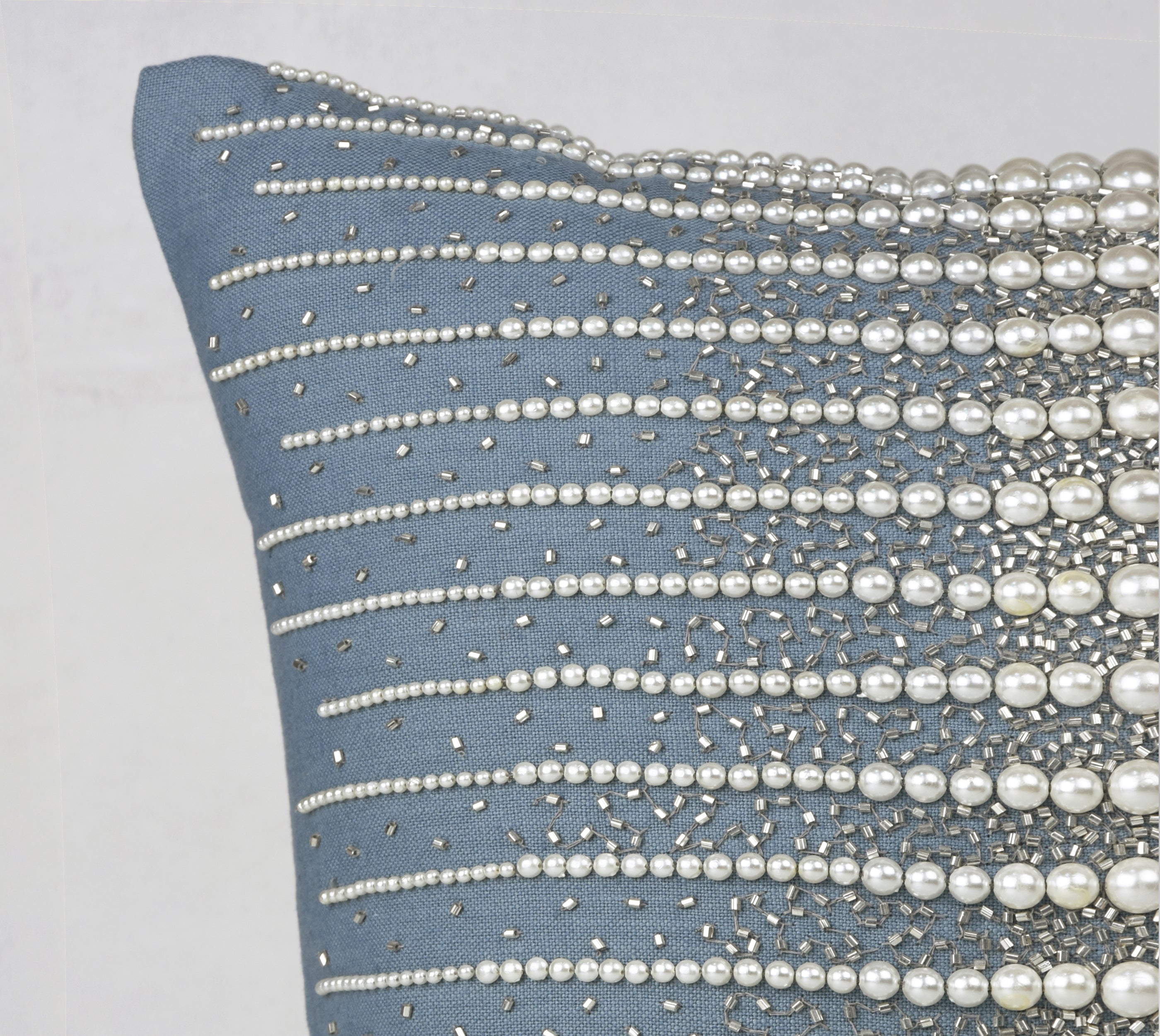 CONFETTI Blue Linen Cushion Cover