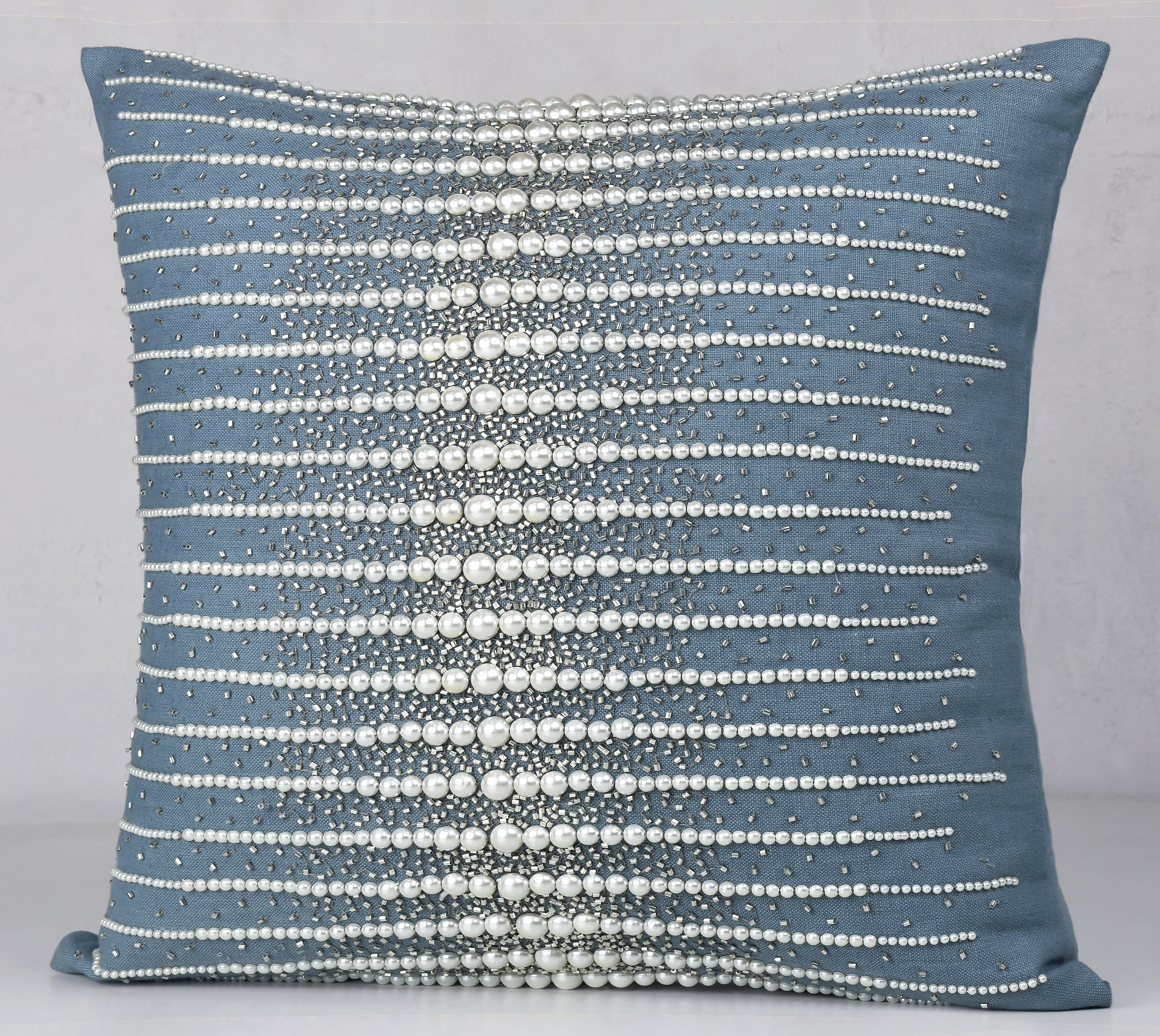 CONFETTI Blue Linen Cushion Cover