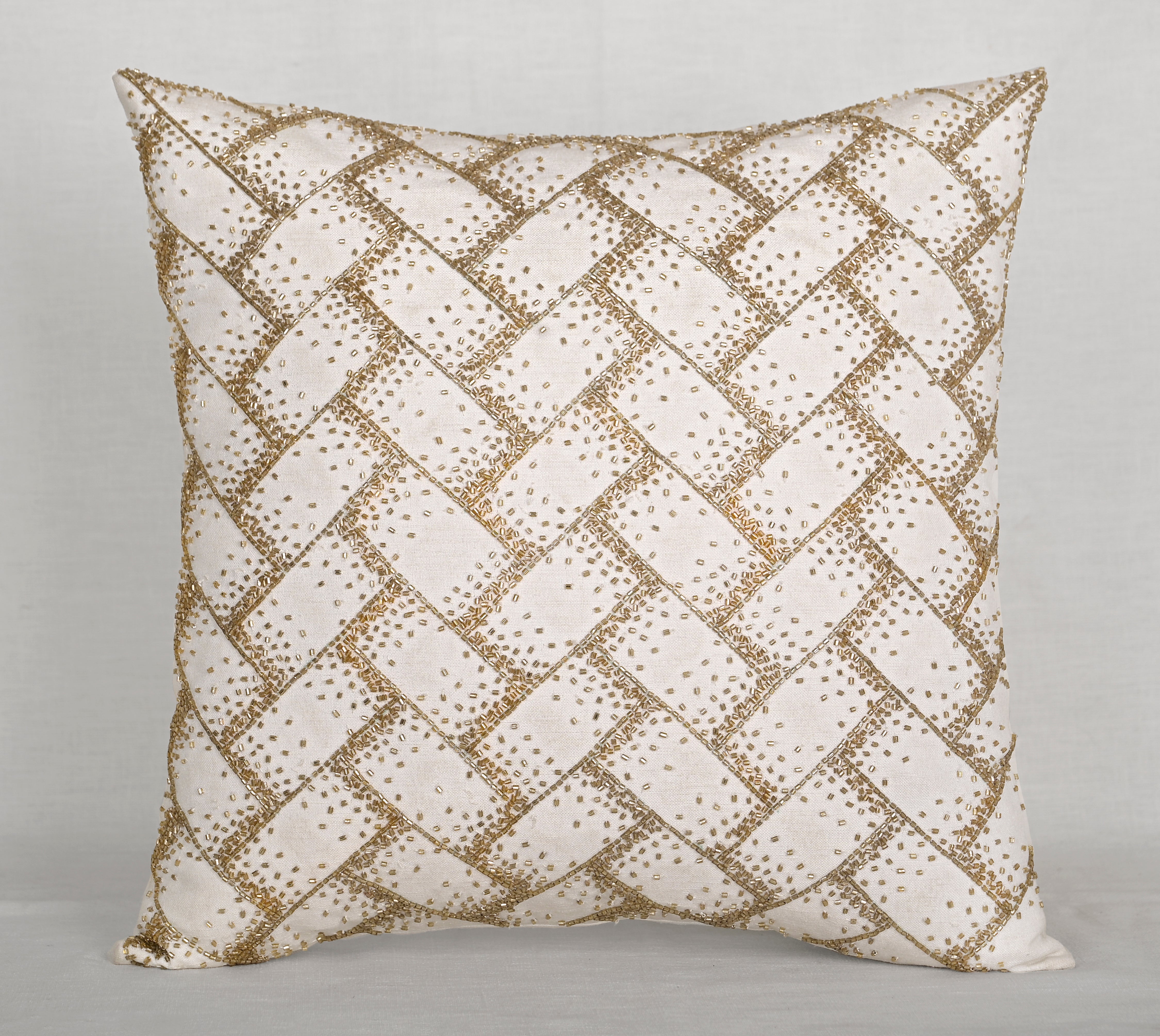 MIDAS White Beaded Cushion Cover