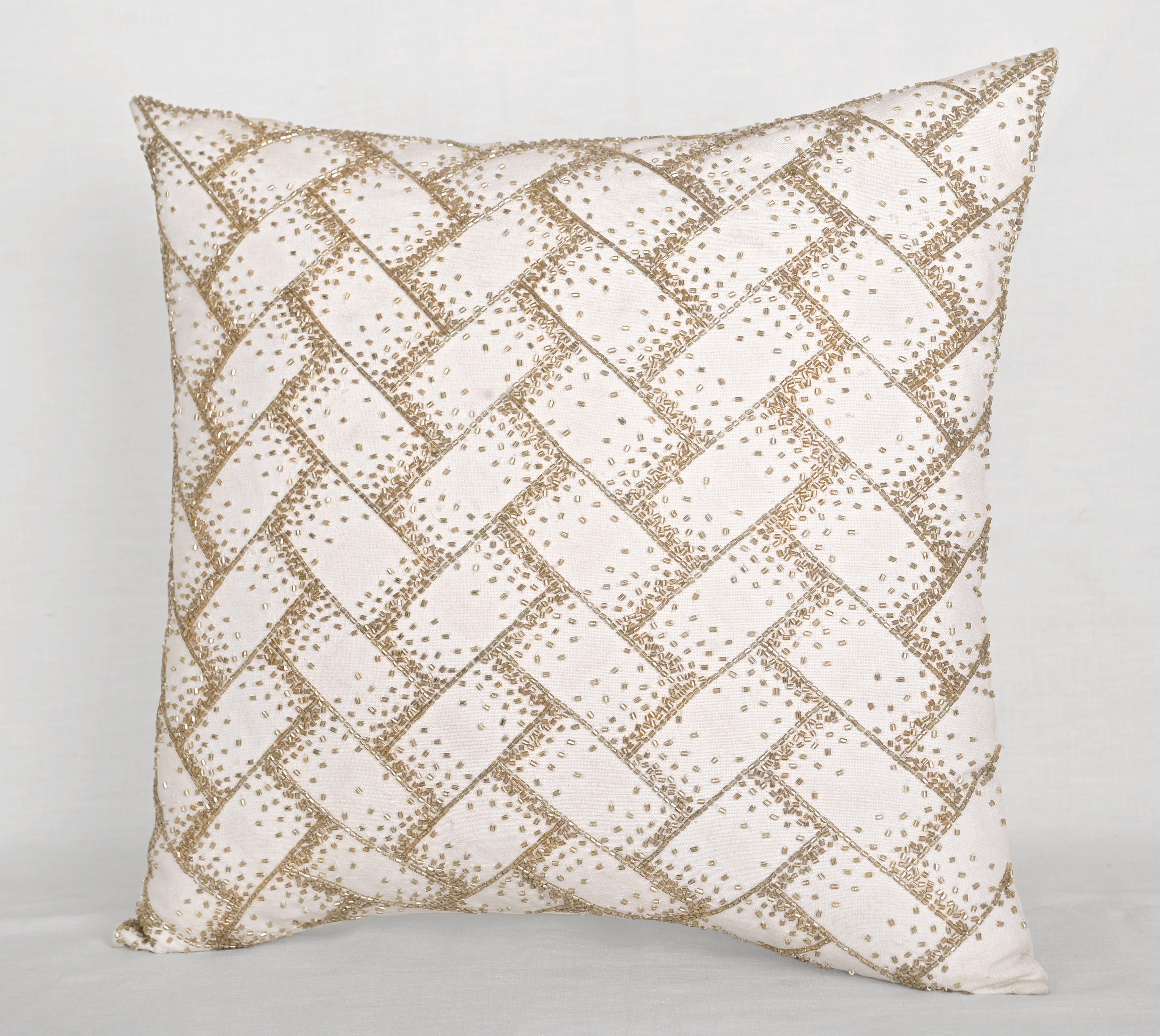 MIDAS White Beaded Cushion Cover