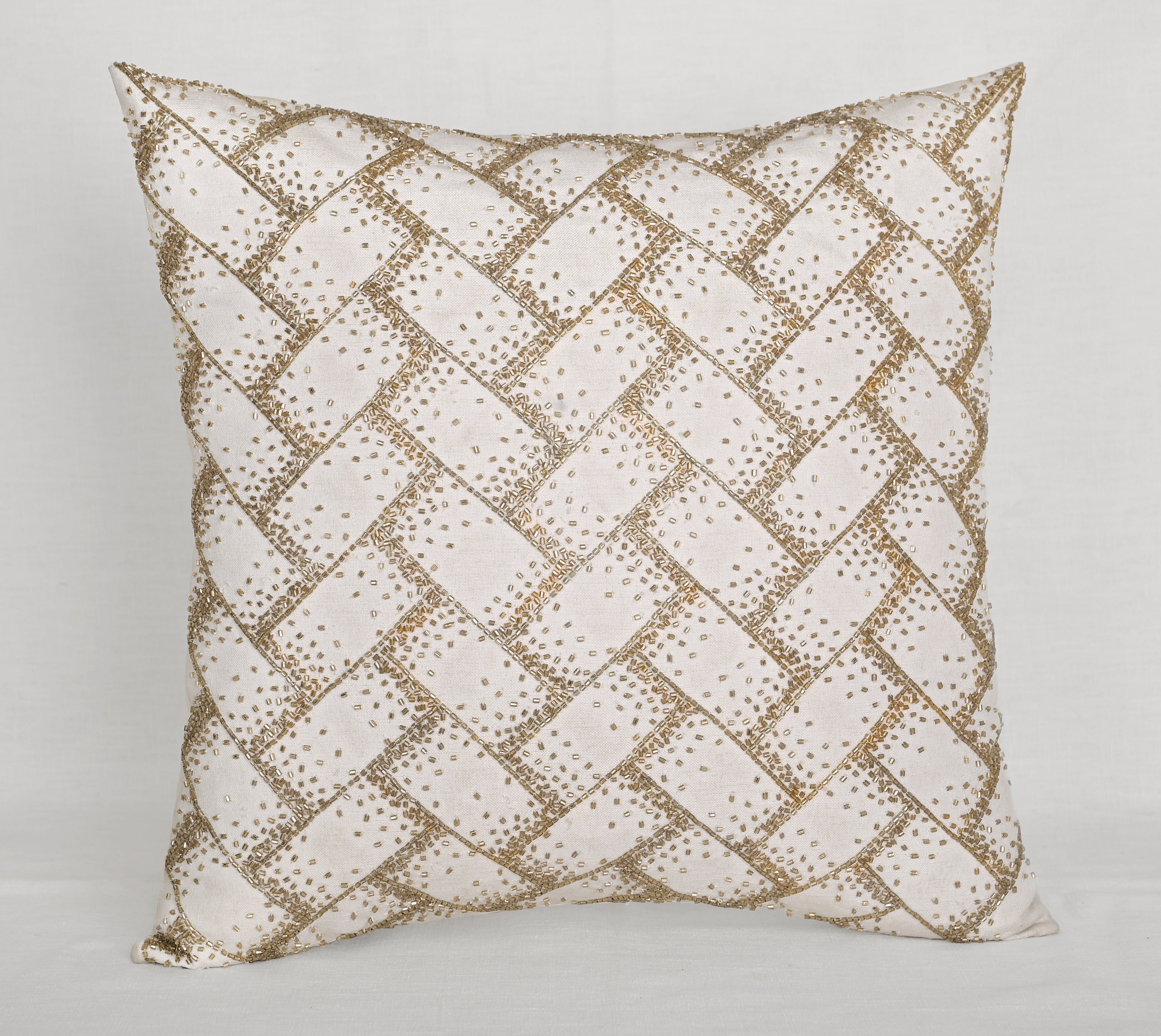 MIDAS White Beaded Cushion Cover