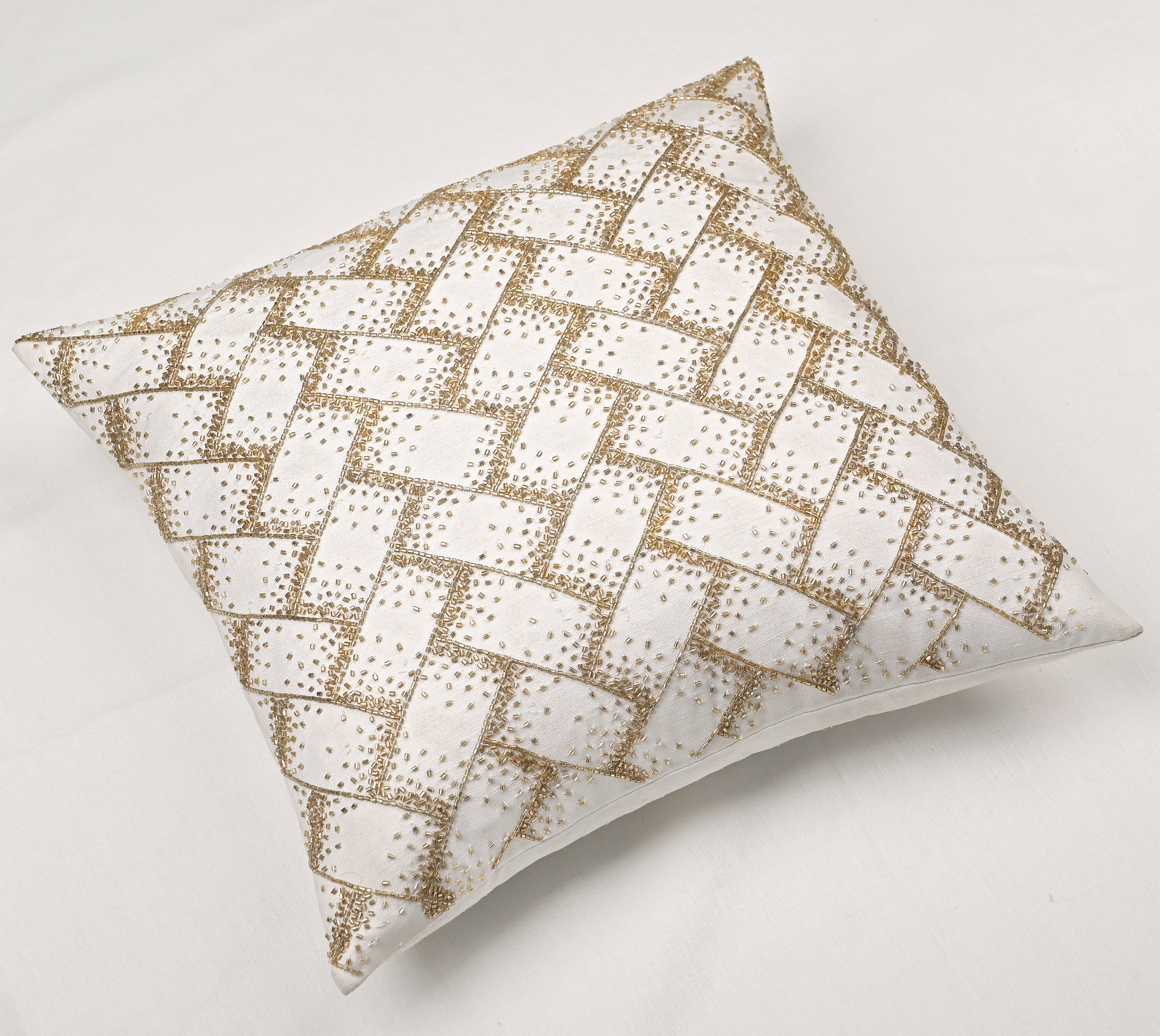 MIDAS White Beaded Cushion Cover