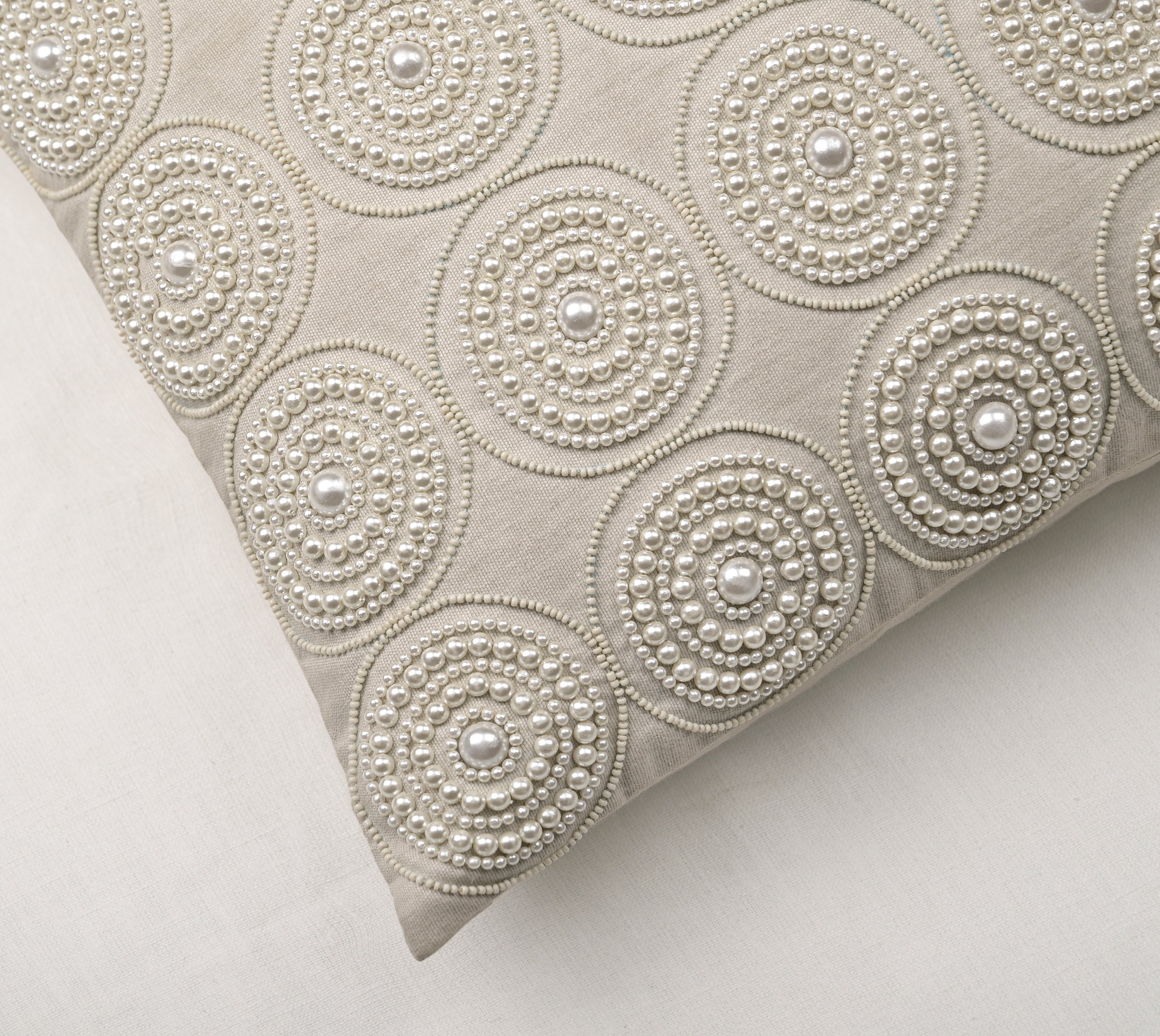 ENAMOR Beaded Cotton Cushion Cover