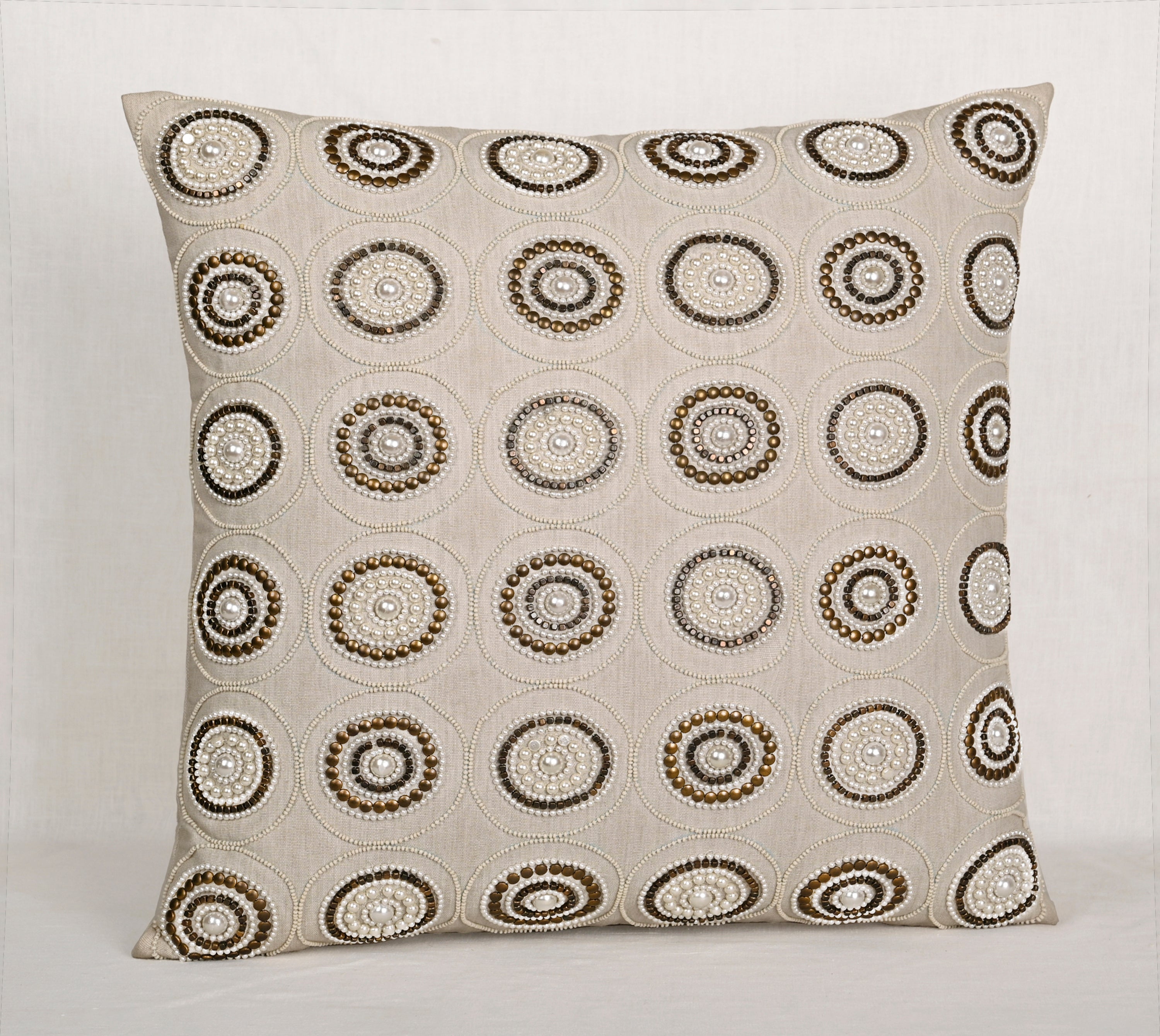 ENAMOR Beaded Cotton Cushion Cover