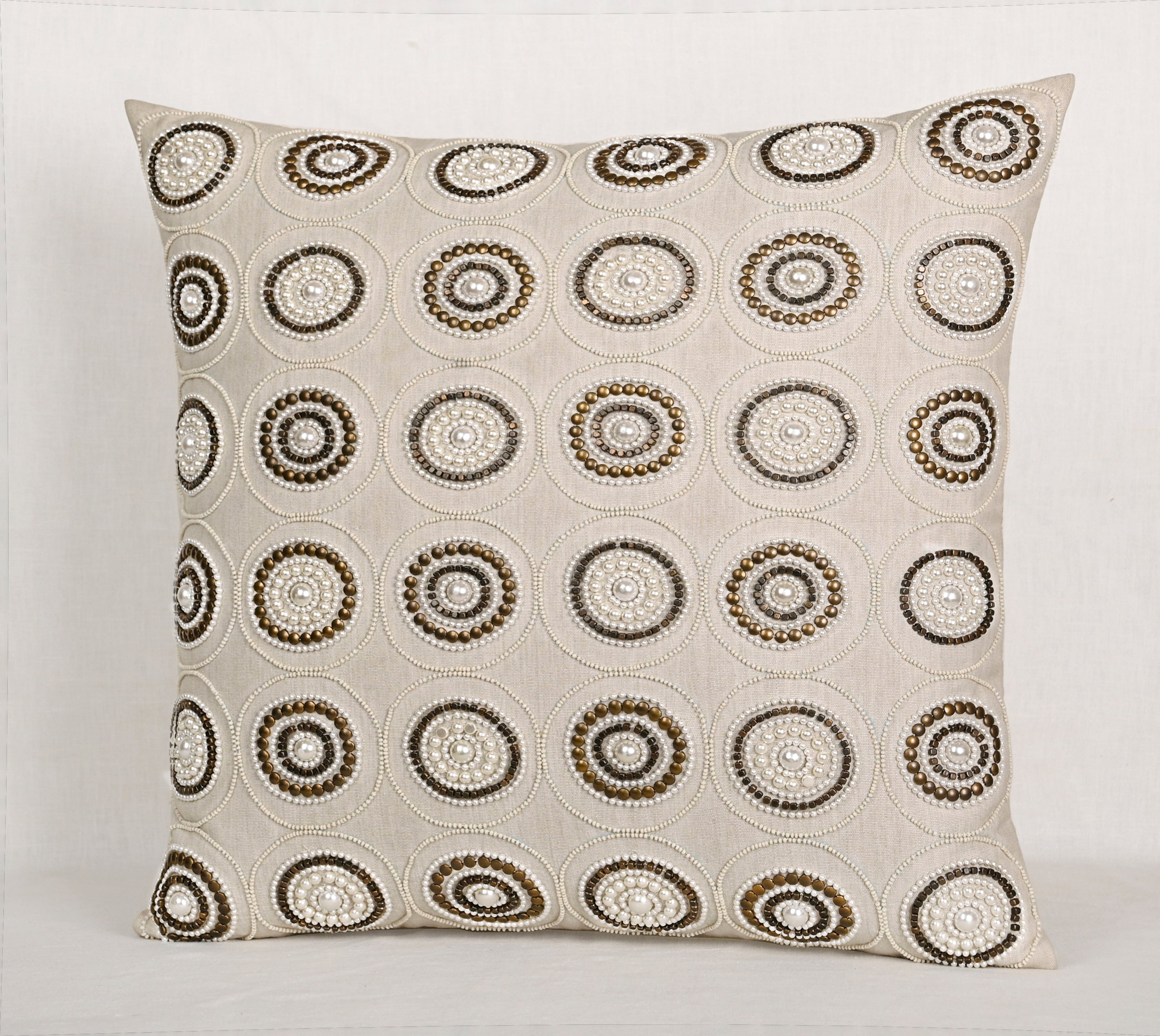 ENAMOR Beaded Cotton Cushion Cover