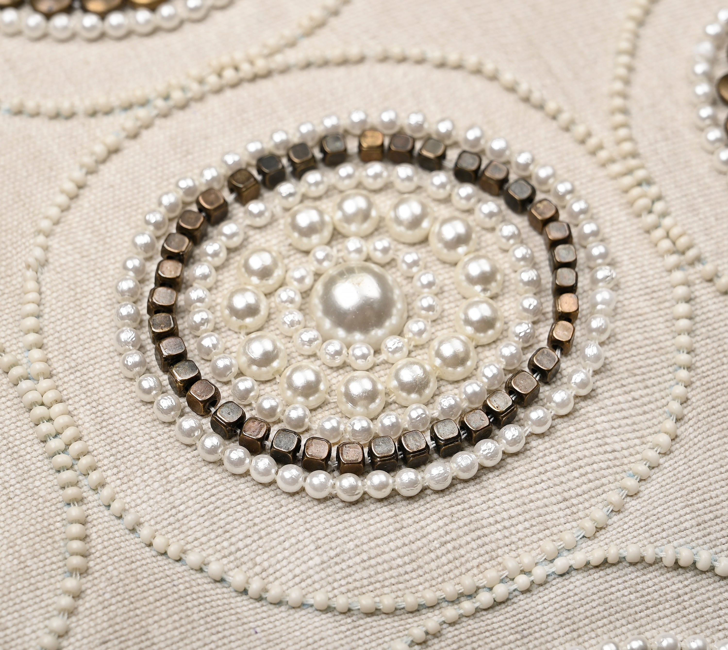 ENAMOR Beaded Cotton Cushion Cover