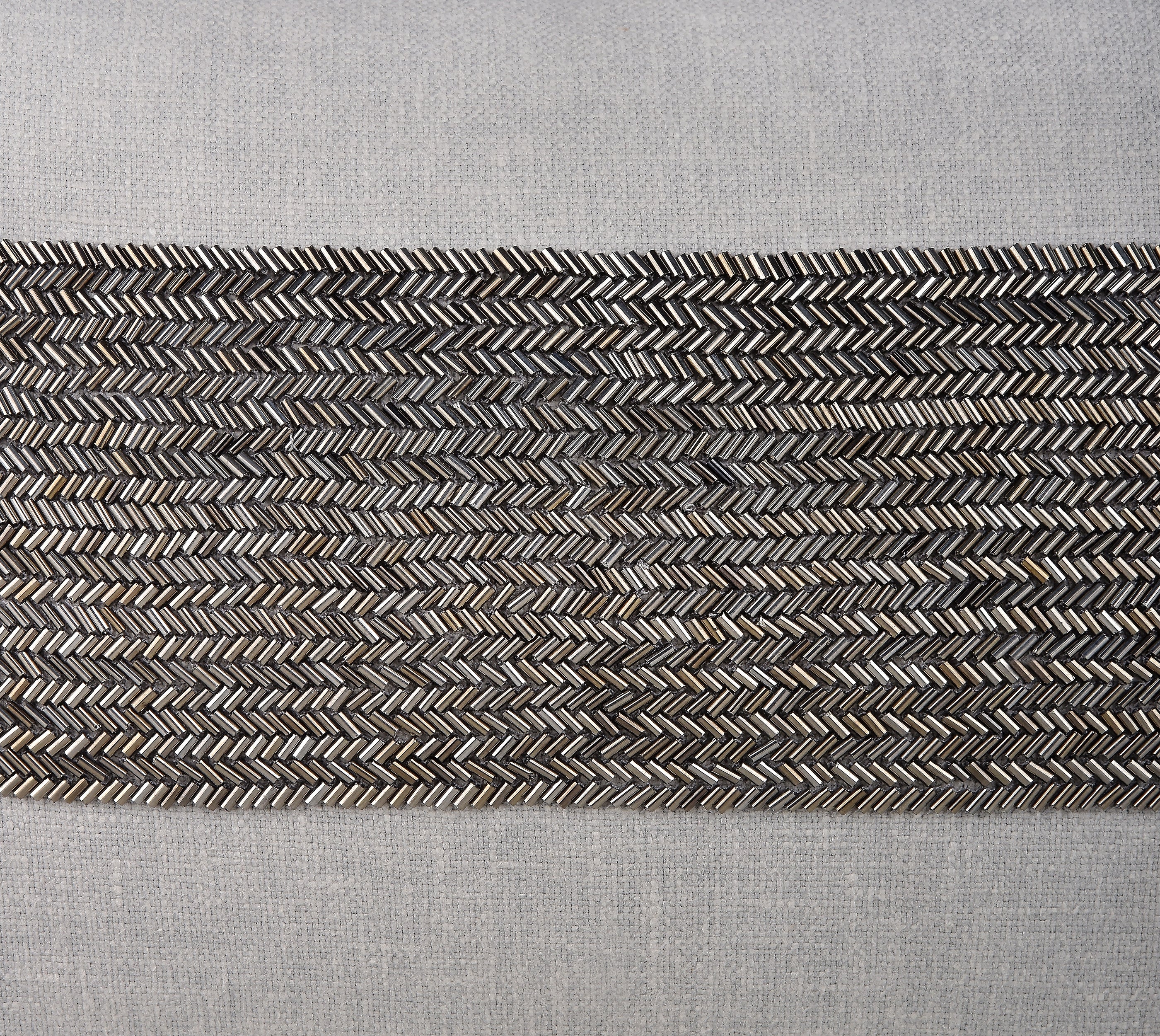 LUNA Grey Beaded Cotton Cushion Cover