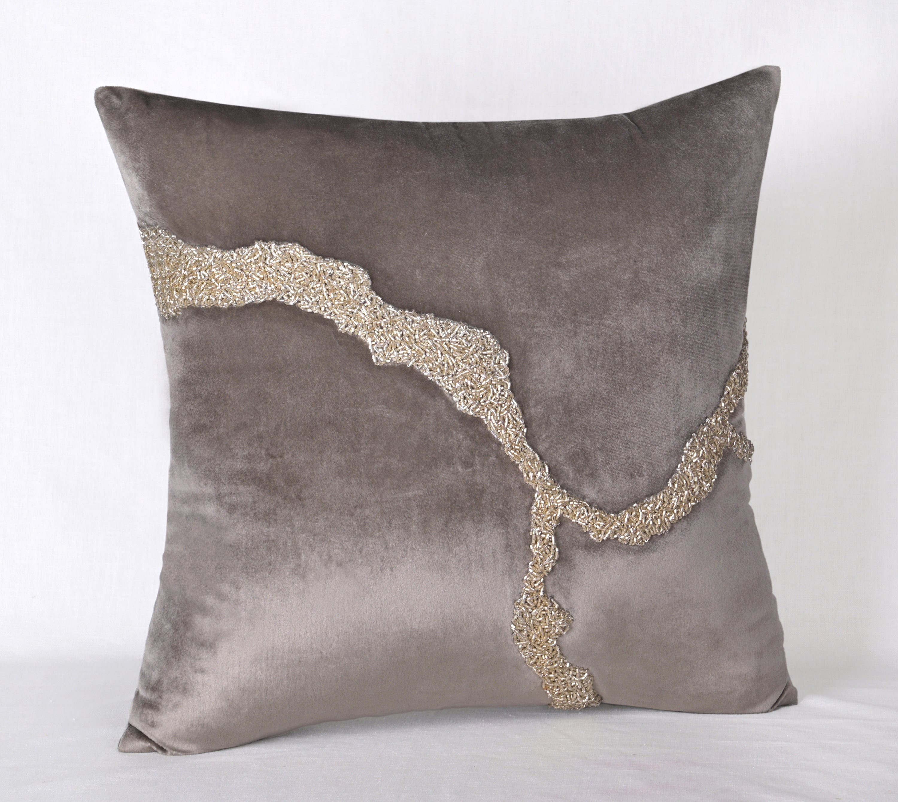 AURORA Grey Velvet Cushion Cover