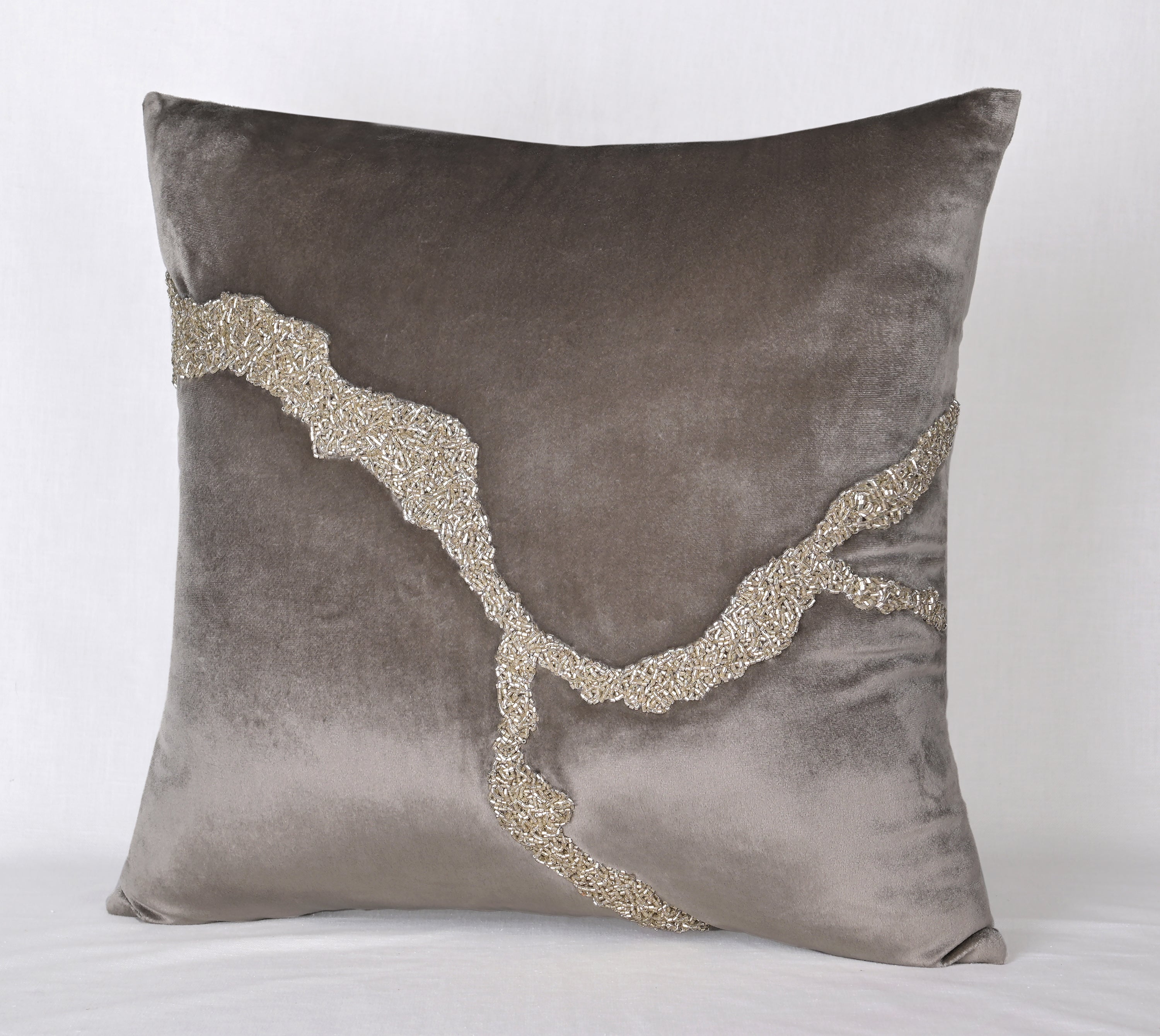 AURORA Grey Velvet Cushion Cover