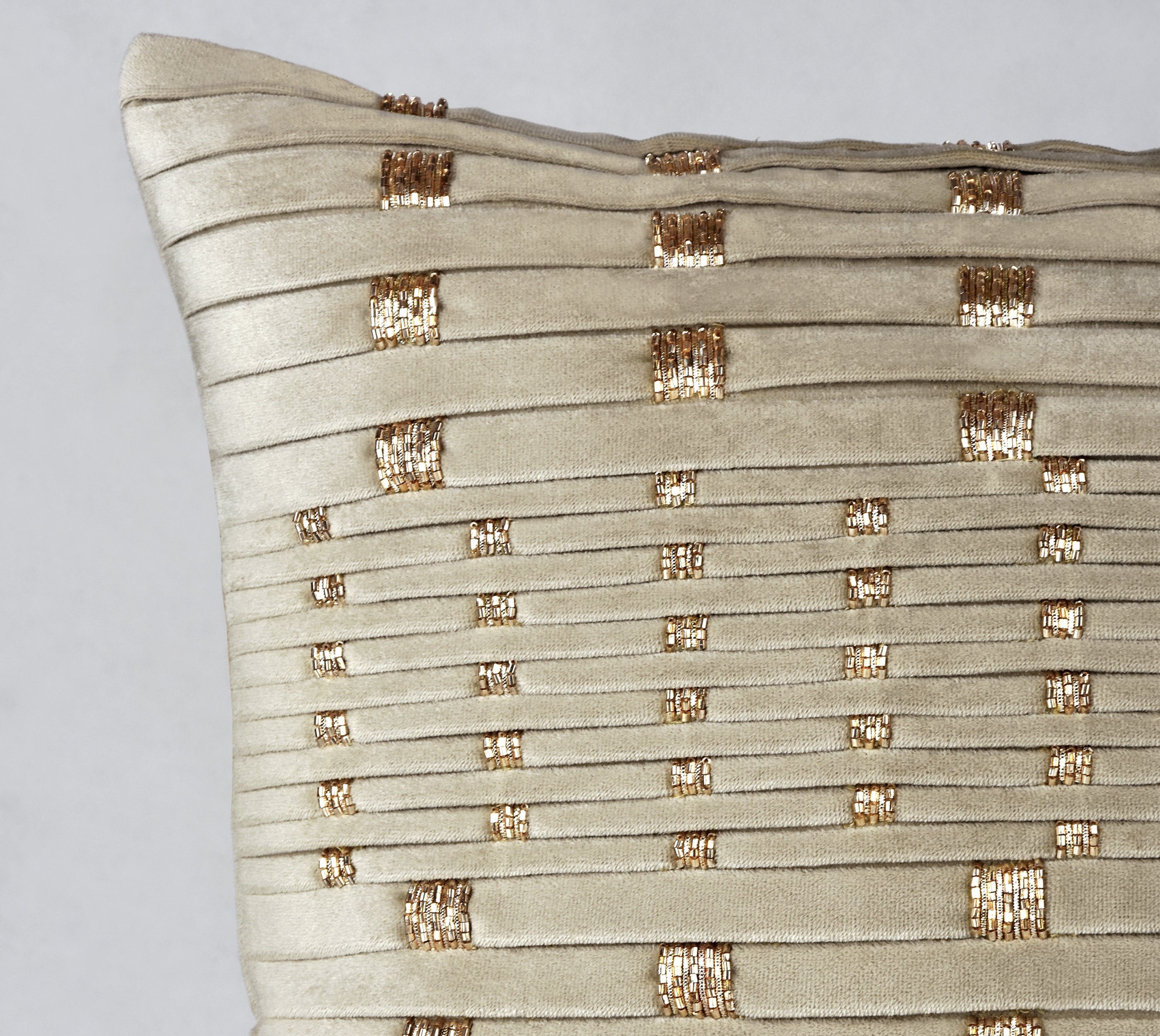 NOVA Gold Pleated Velvet Cushion Cover