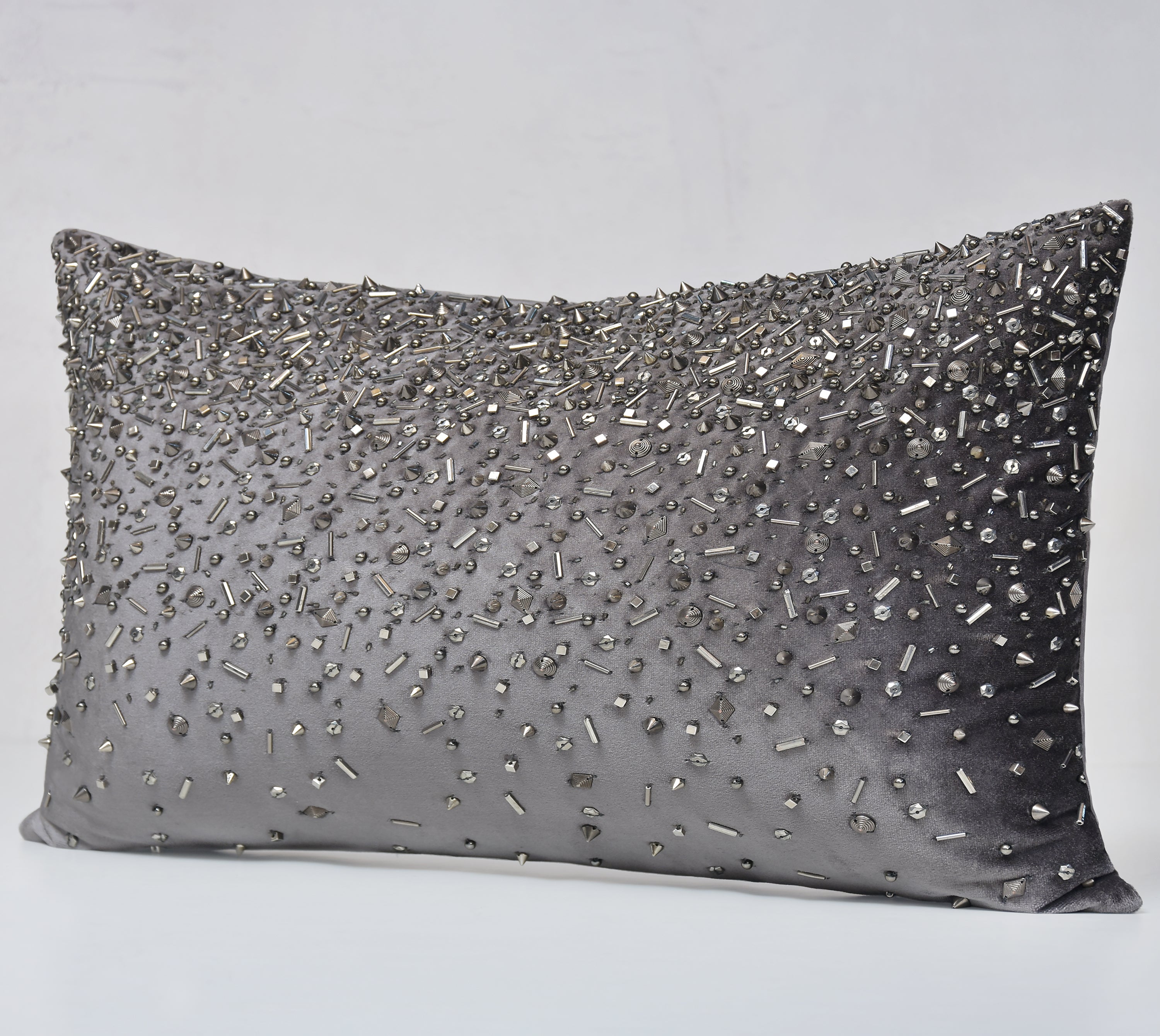 SPOKE Grey Velvet Cushion Cover