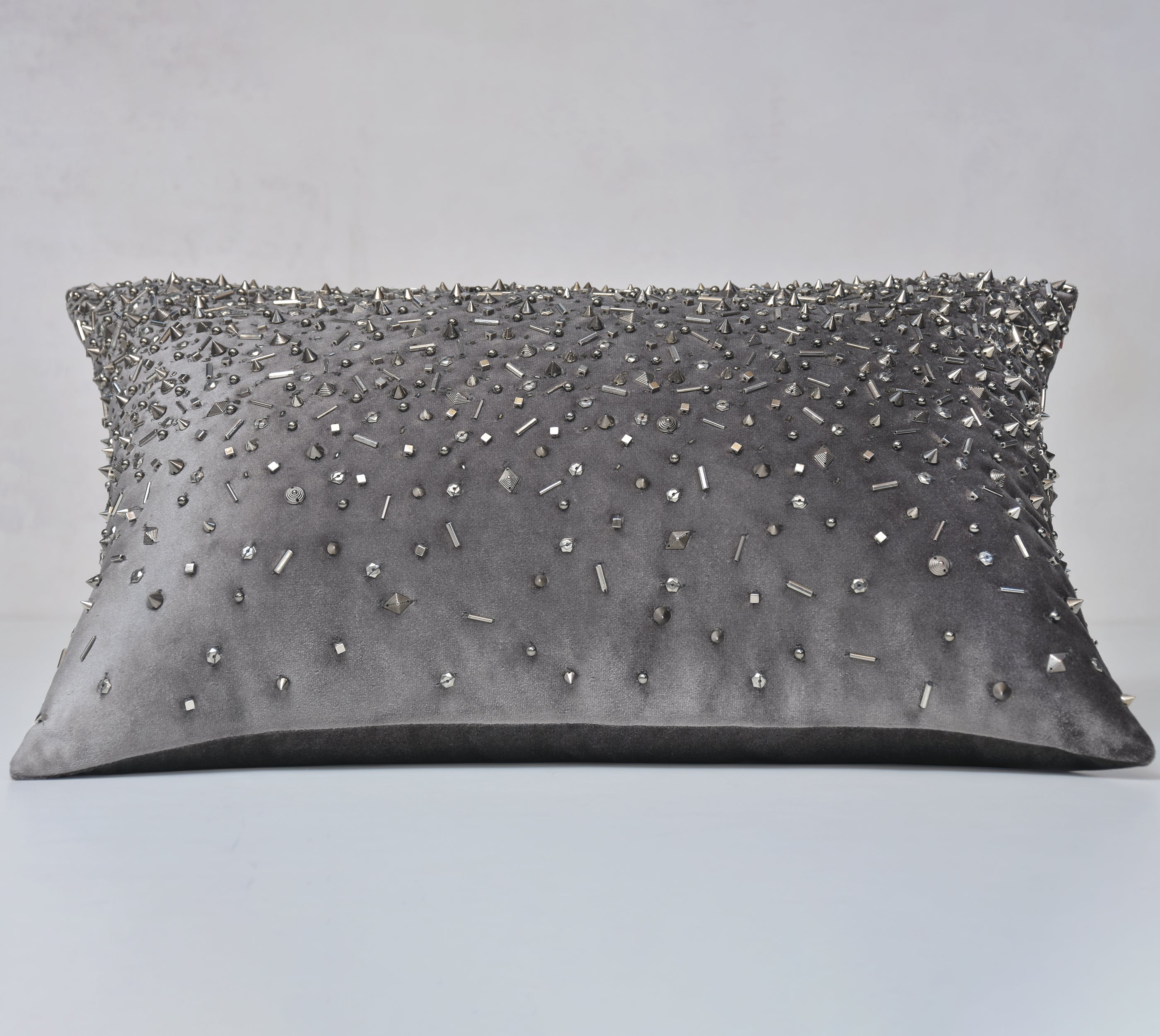 SPOKE Grey Velvet Cushion Cover