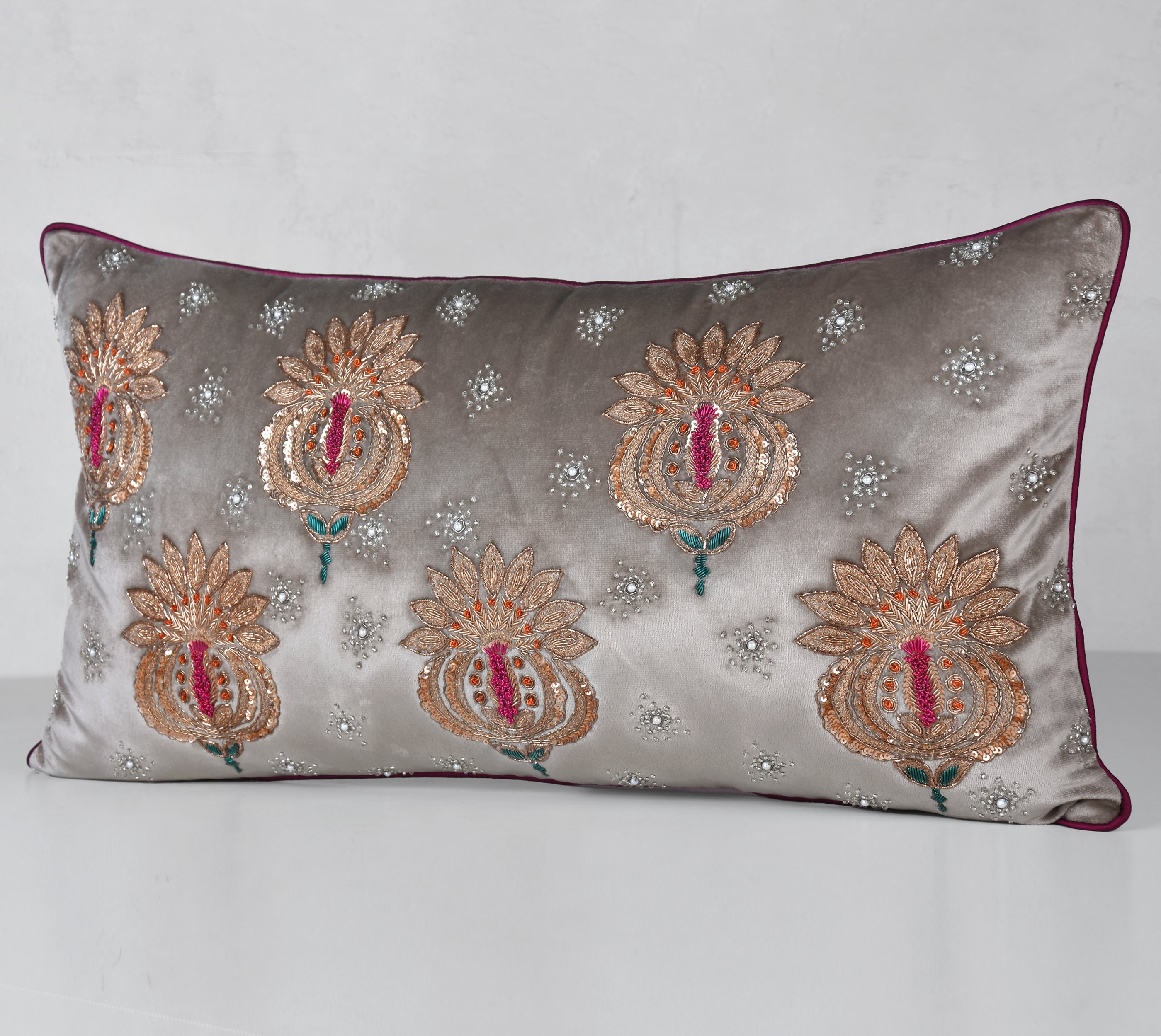 HERITAGE Grey Velvet Cushion Cover
