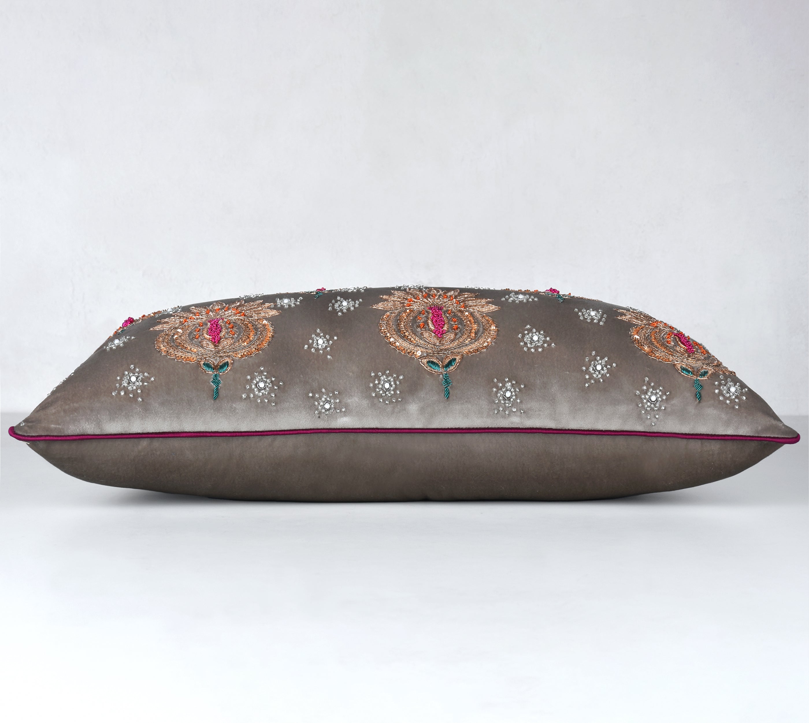 HERITAGE Grey Velvet Cushion Cover