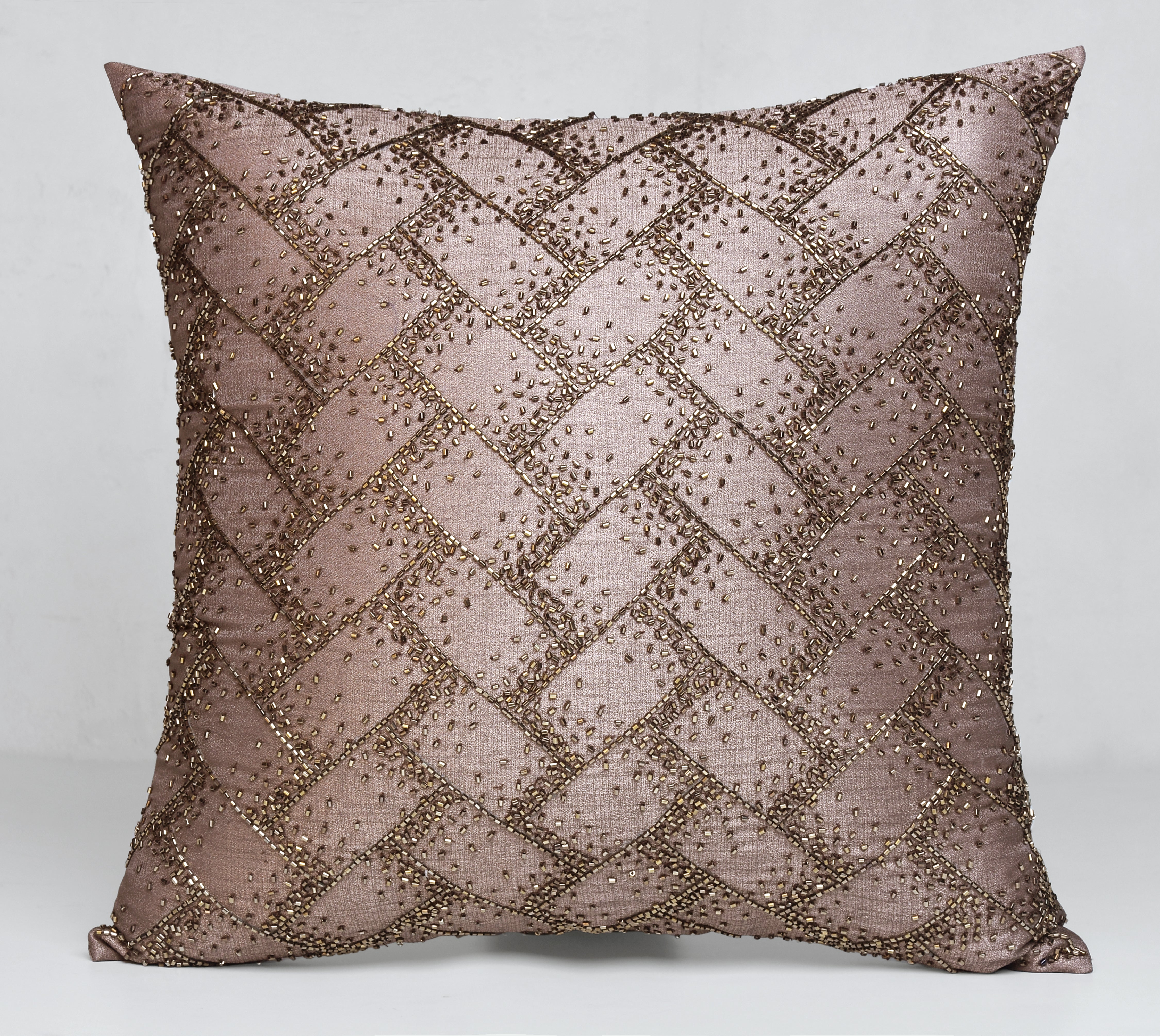 MIDAS Brown Beaded Cushion Cover