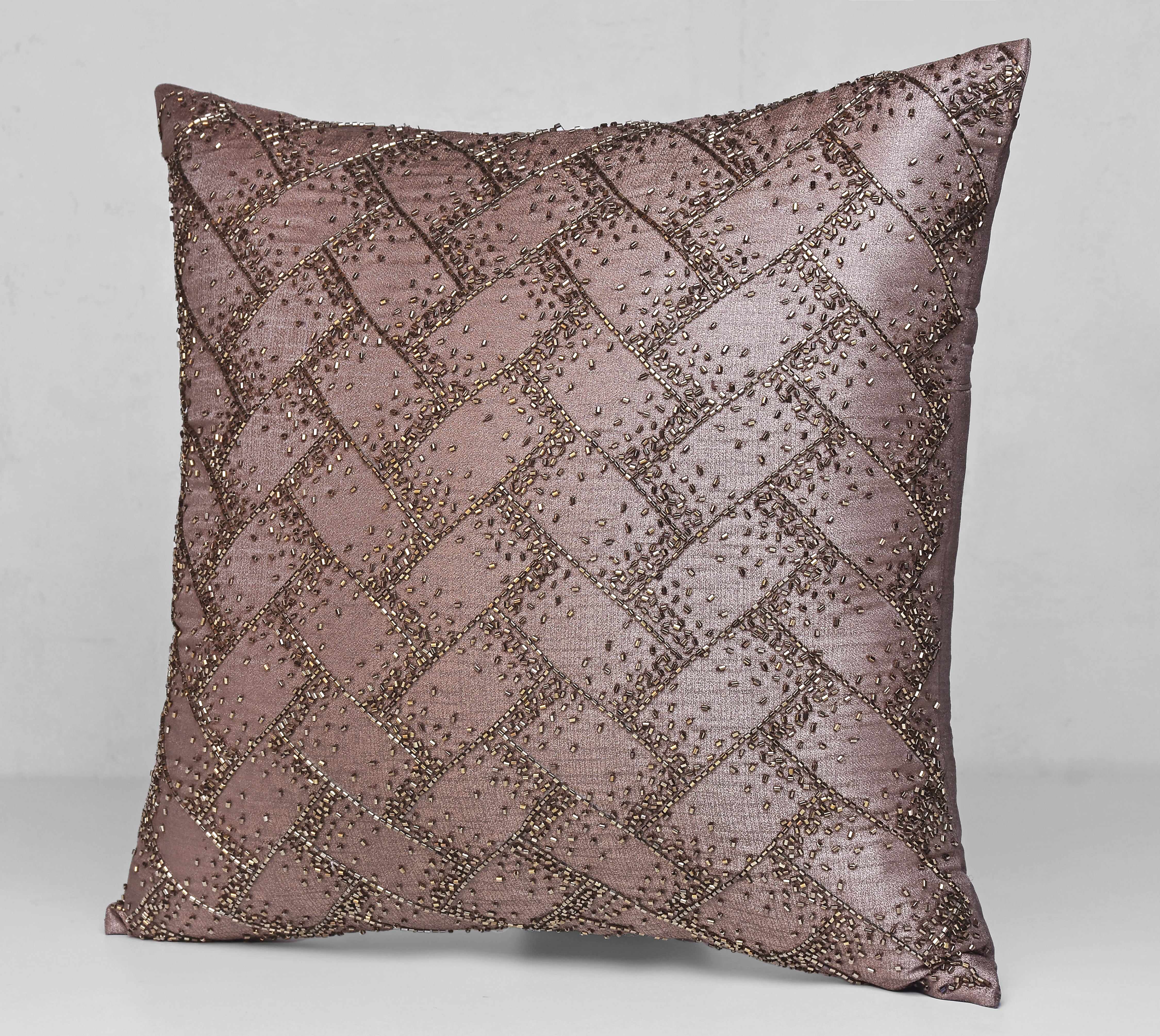 MIDAS Brown Beaded Cushion Cover