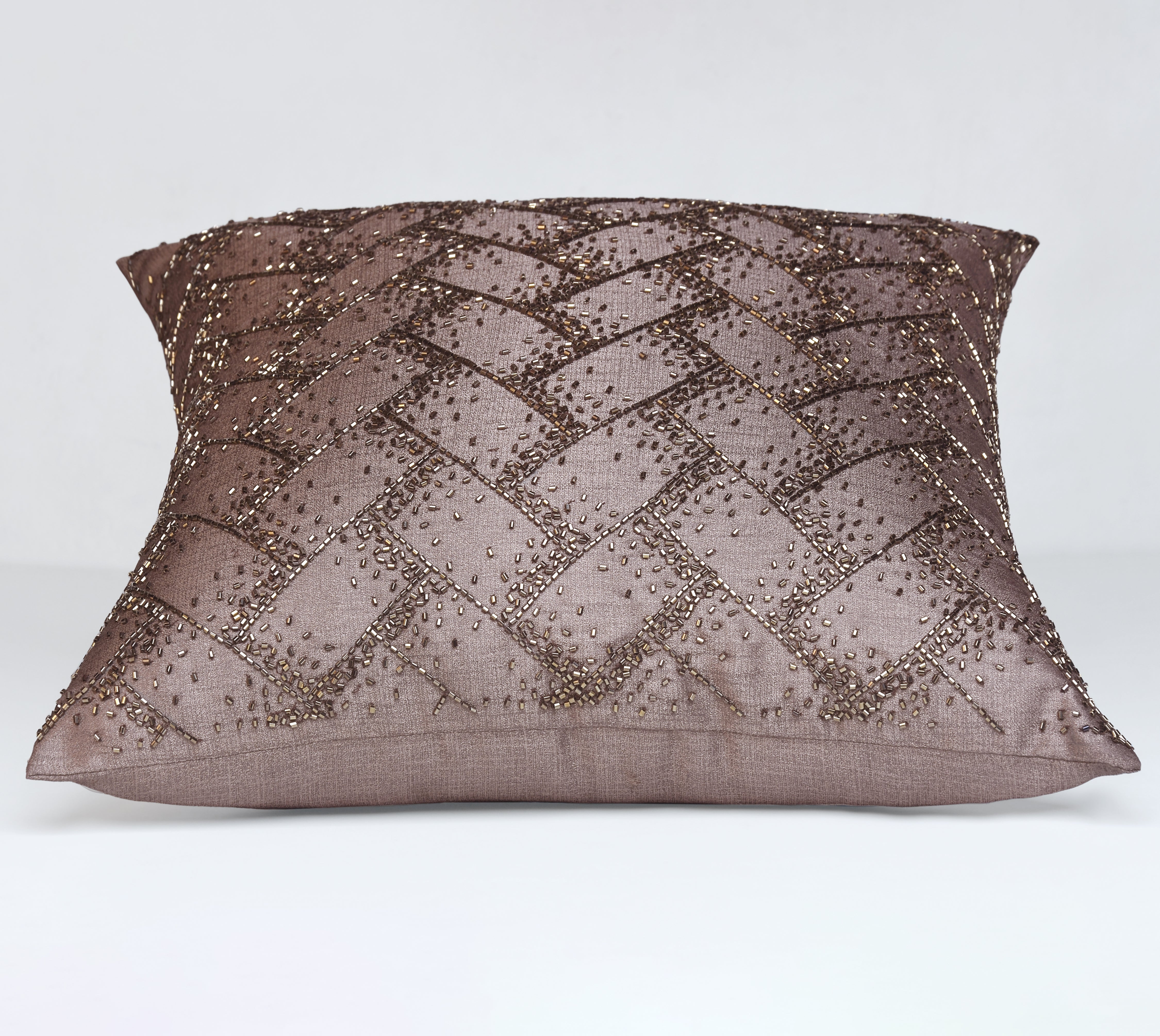 MIDAS Brown Beaded Cushion Cover