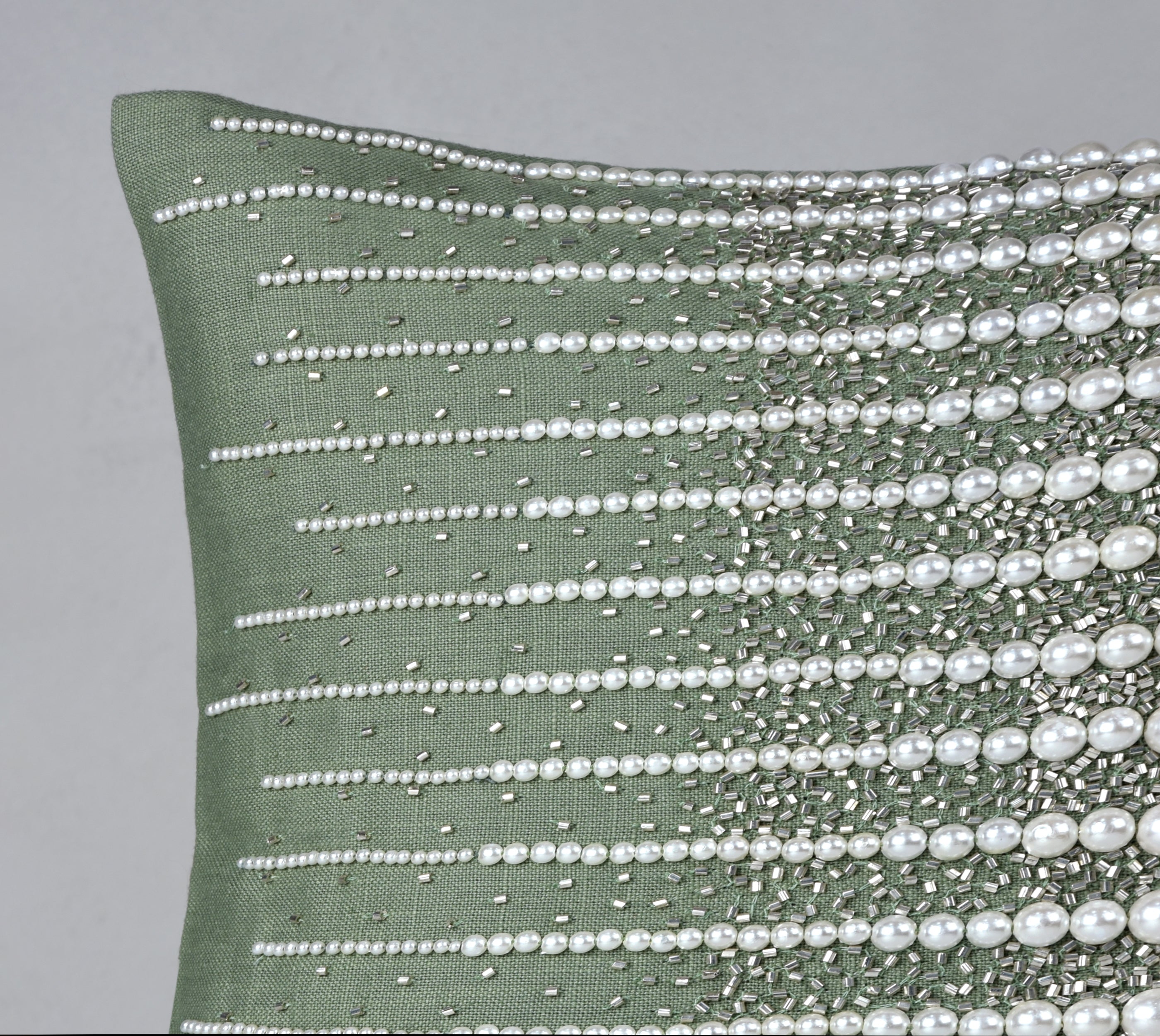 CONFETTI Green Linen Cushion Cover