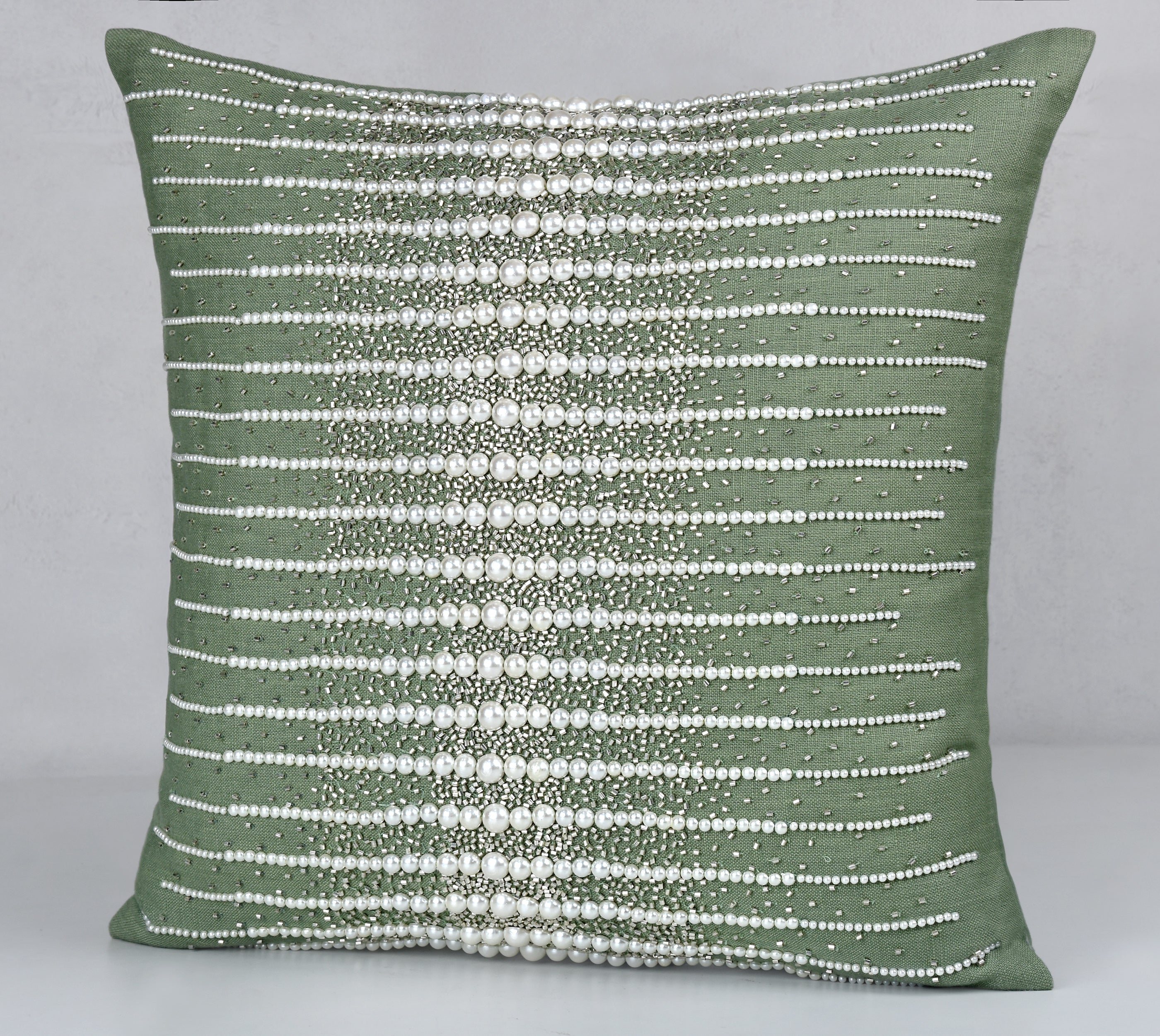 CONFETTI Green Linen Cushion Cover