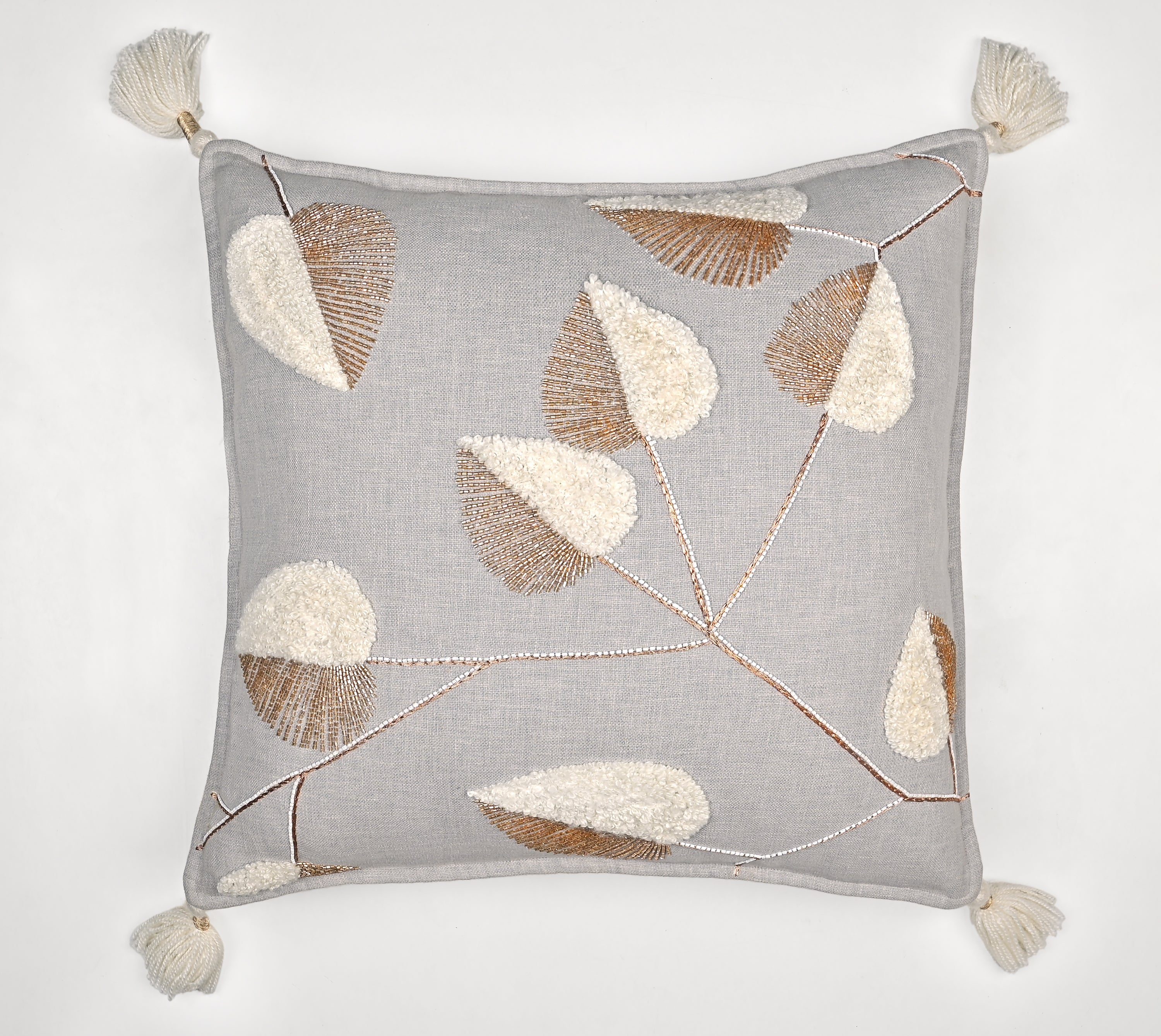 ISABELLA Grey Cotton Cushion Cover