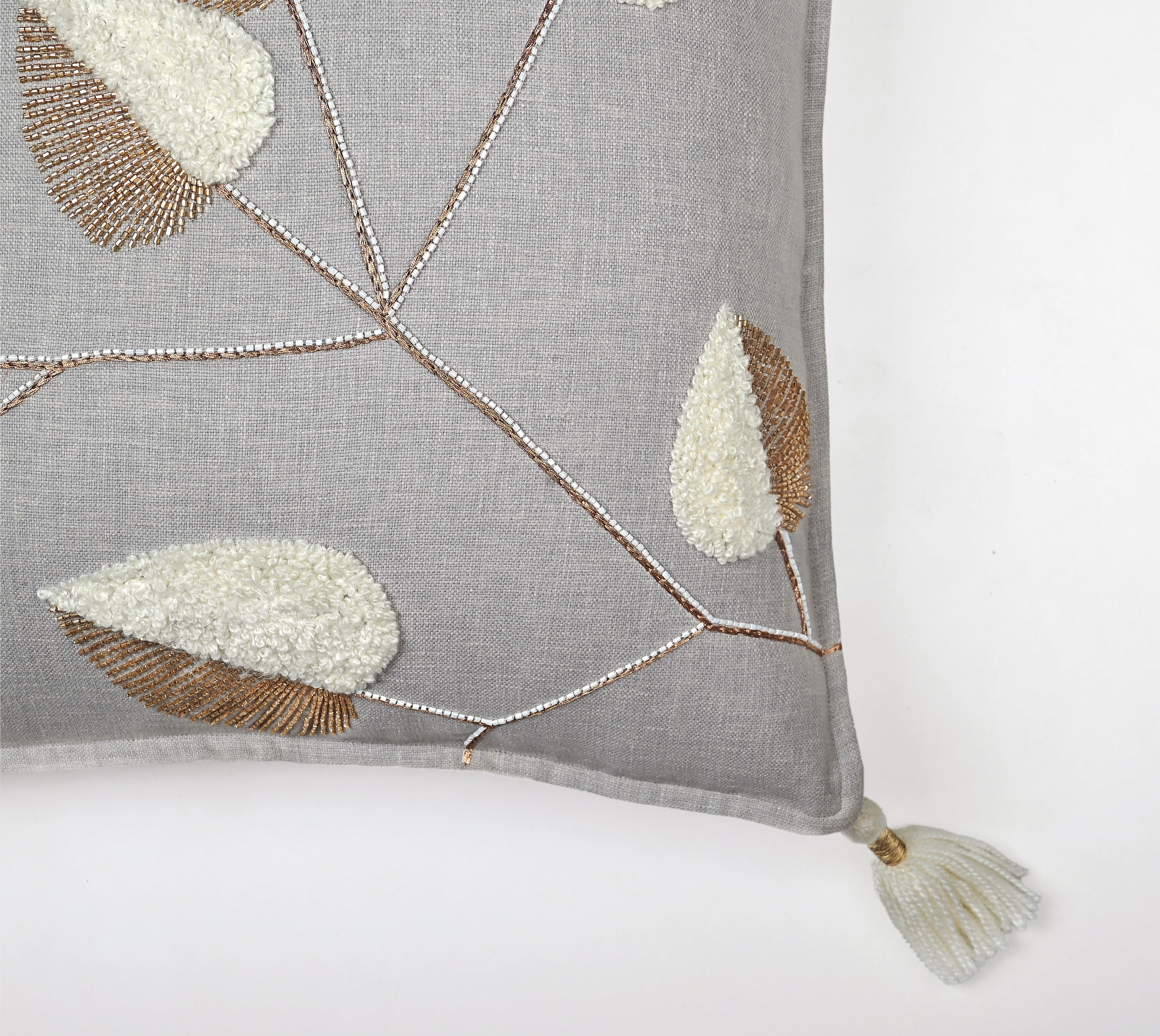 ISABELLA Grey Cotton Cushion Cover